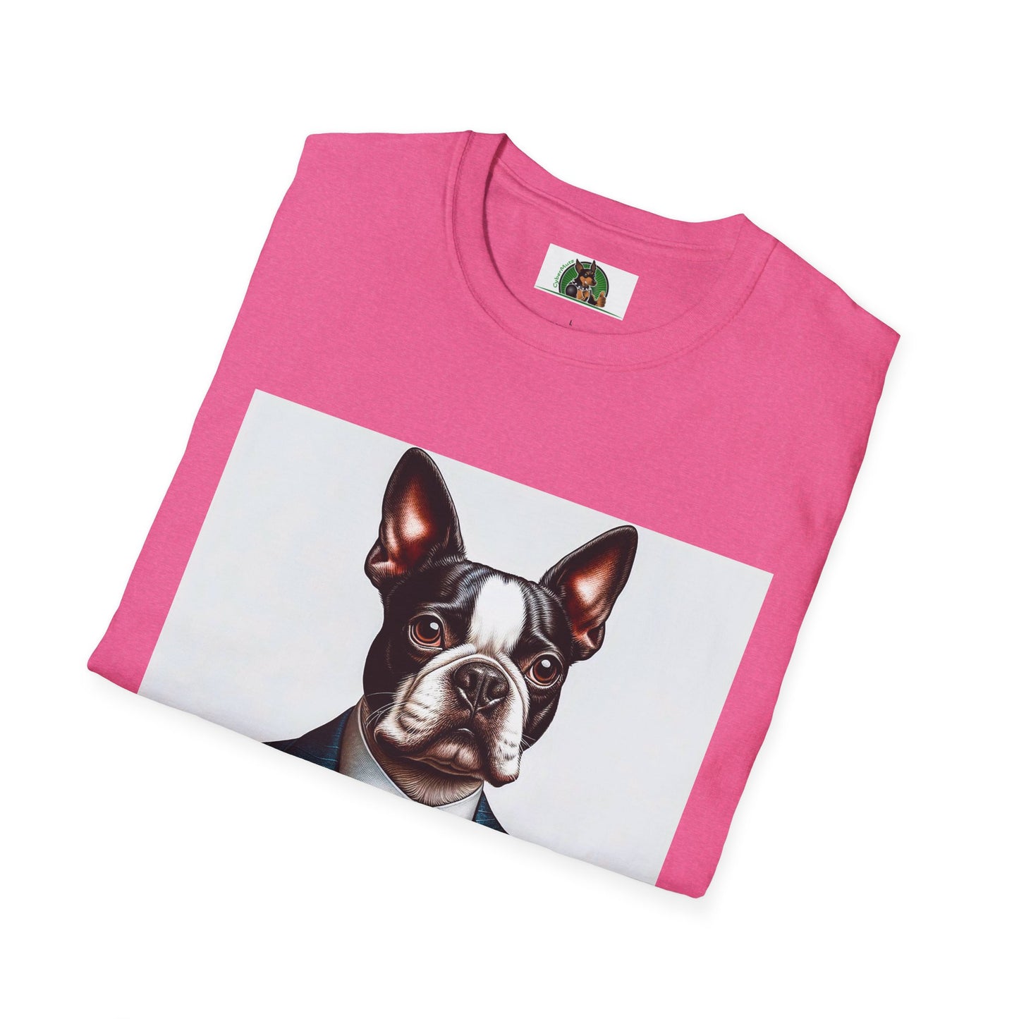 Boston Terrier Dog In Blue Suit TShirt T-Shirt Printify   