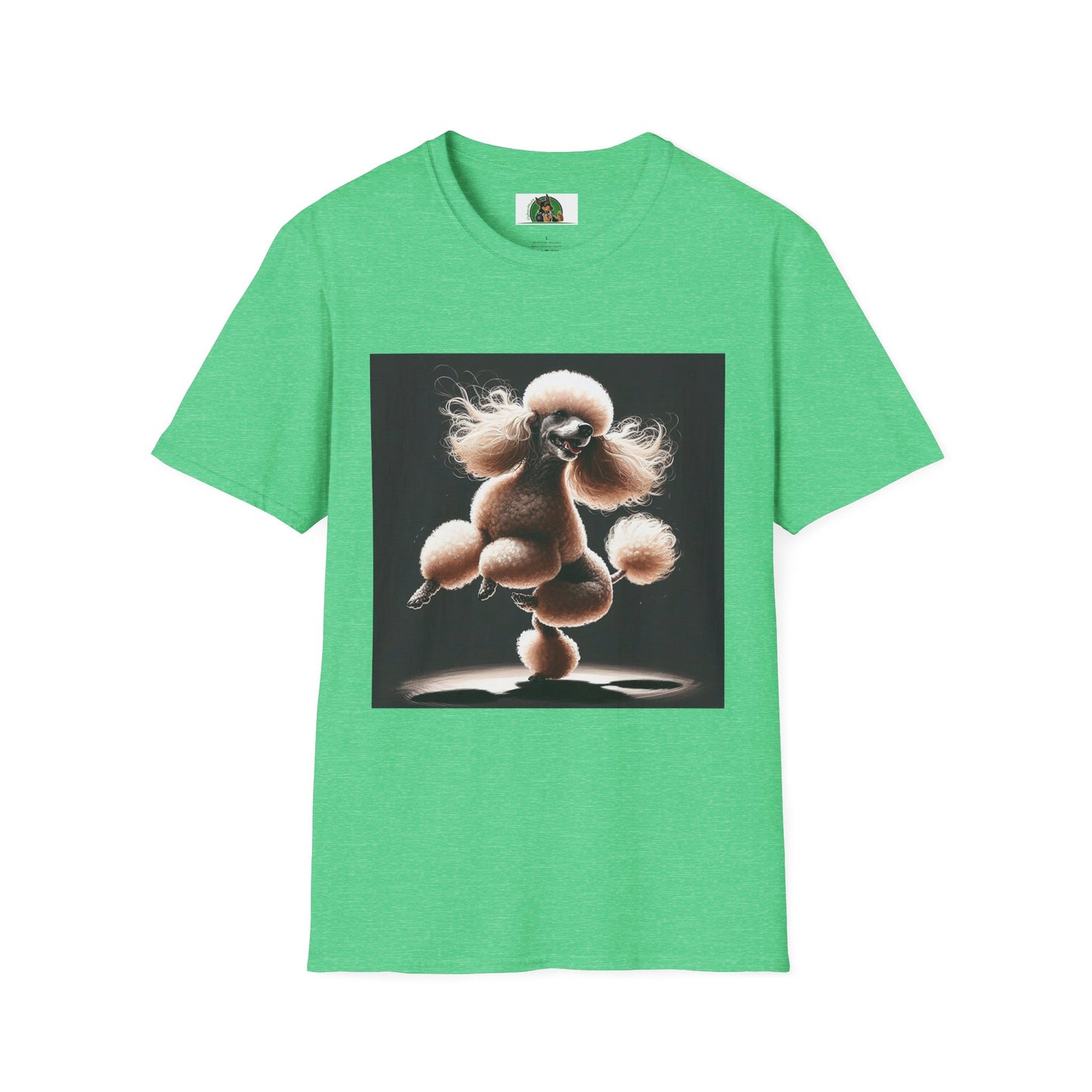 Dancing Poodle T-Shirt - Fun and Playful Animal Lover Top T-Shirt Printify S Heather Irish Green