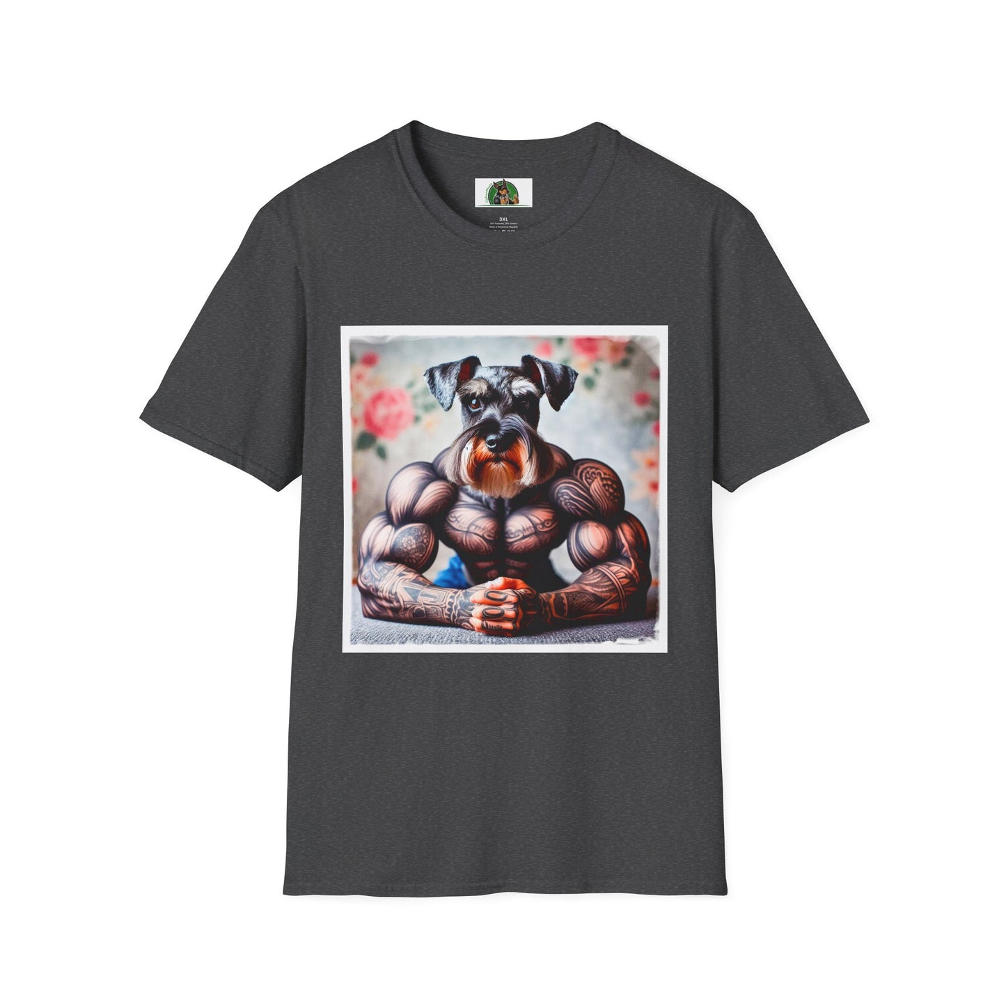 Schnauzer T-Shirt with Miniature Schnauzer Design T-Shirt Printify XS Dark Heather 