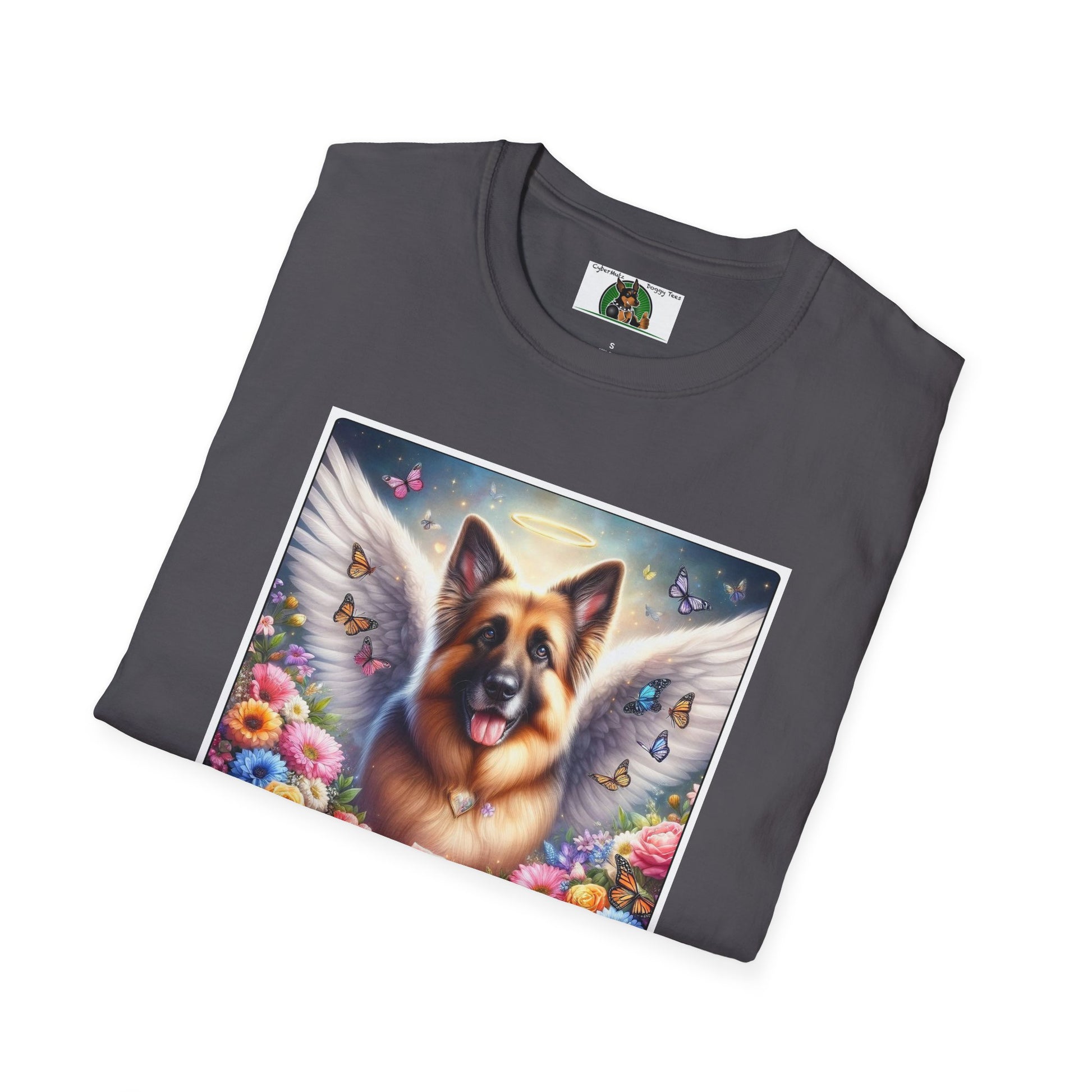 German Shepherd Dog "Rainbow Bridge" Unisex Softstyle T-Shirt T-Shirt Printify