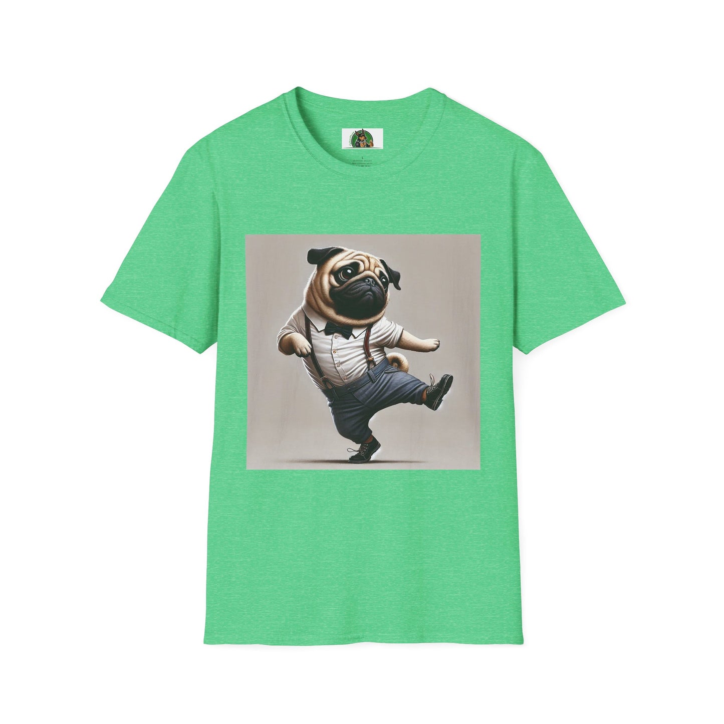 Dancing Pug T-Shirt T-Shirt Printify S Heather Irish Green