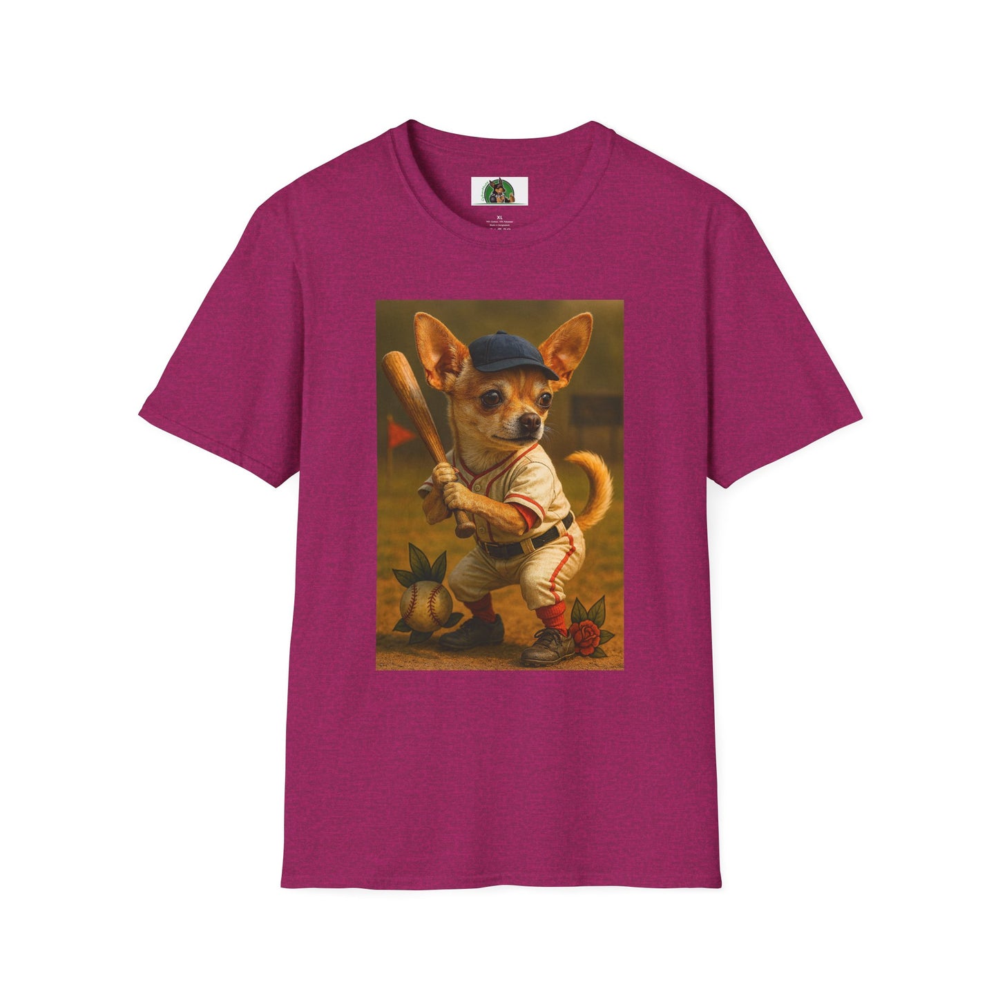 Chihuahua Baseball T-Shirt Sports T-Shirt Printify Antique Heliconia S