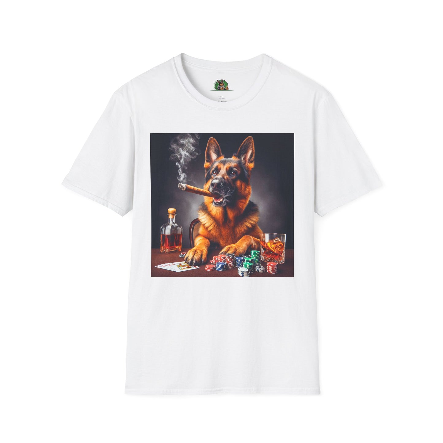 German Shepherd smoking shirt T-Shirt Printify S White