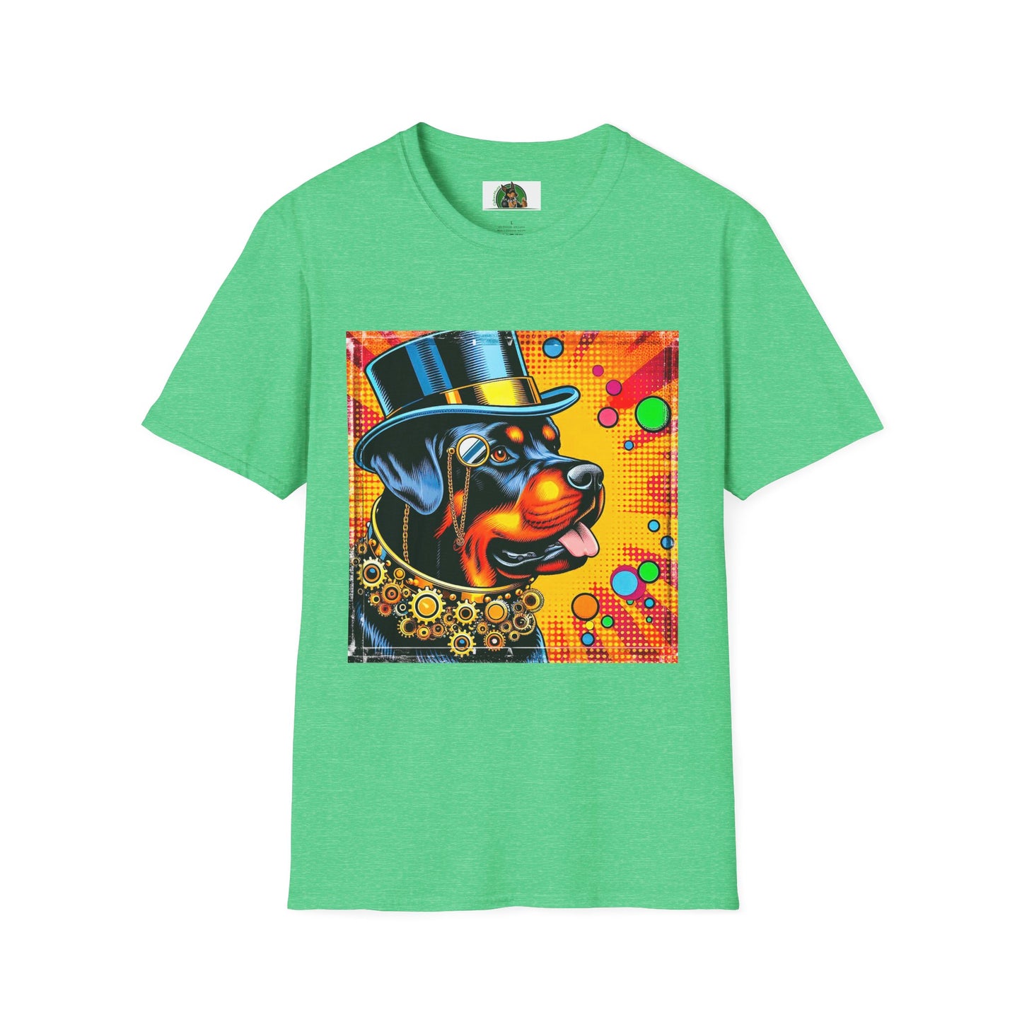 Rottweiler colorful steam punk T-Shirt Printify S Heather Irish Green