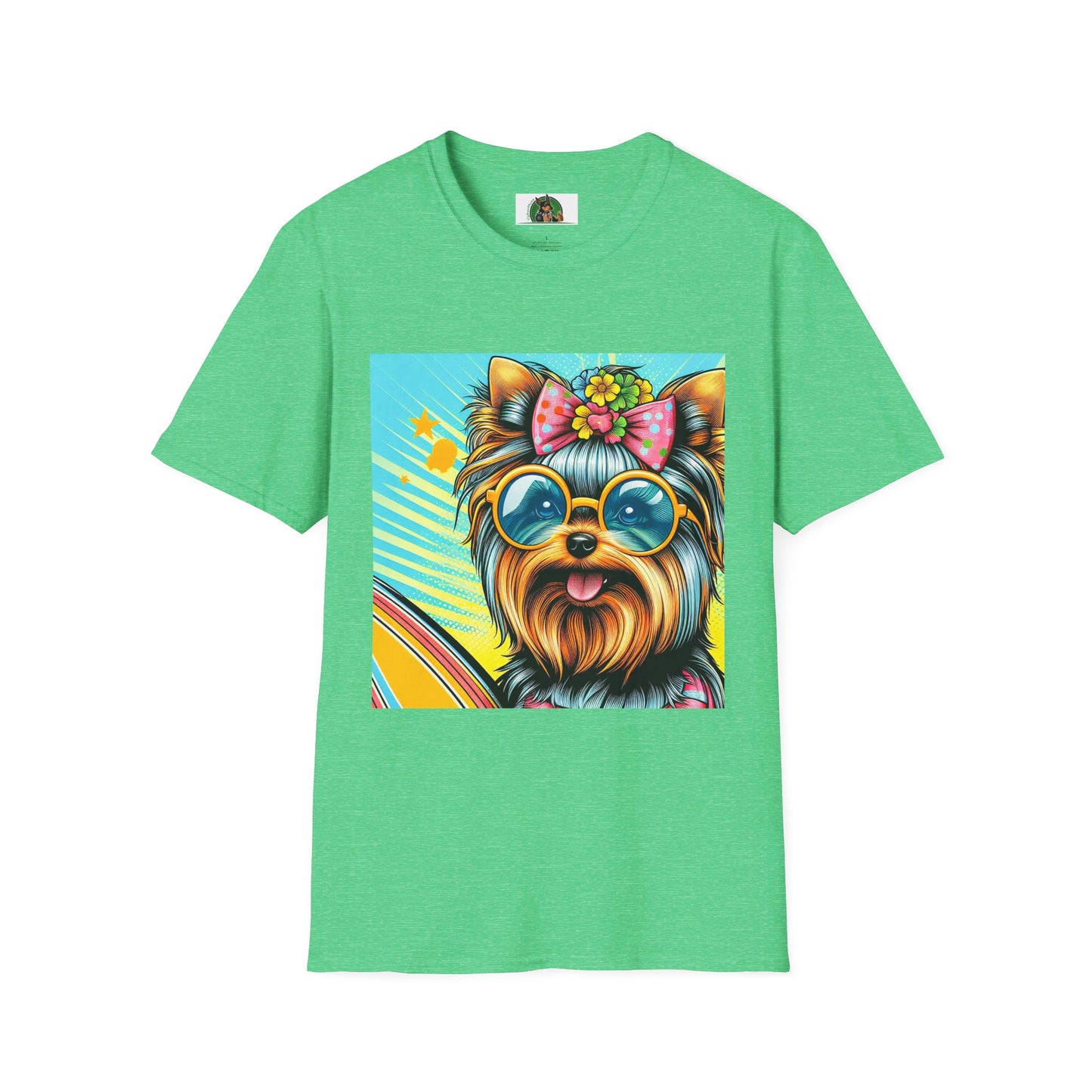 Yorkie T-Shirt Printify S Heather Irish Green 