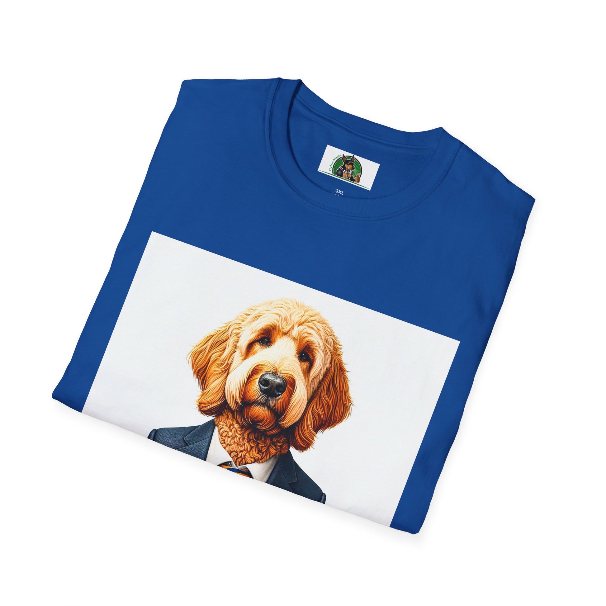 Golden Doodle sitting businessman T-Shirt Printify