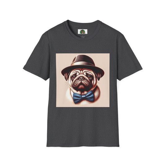 Pug Fedora T-Shirt T-Shirt Printify XS Dark Heather