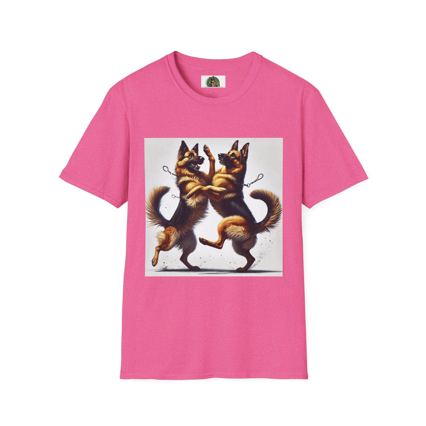 Dancing German Shepherd Unisex T-Shirt T-Shirt Printify S Heather Heliconia