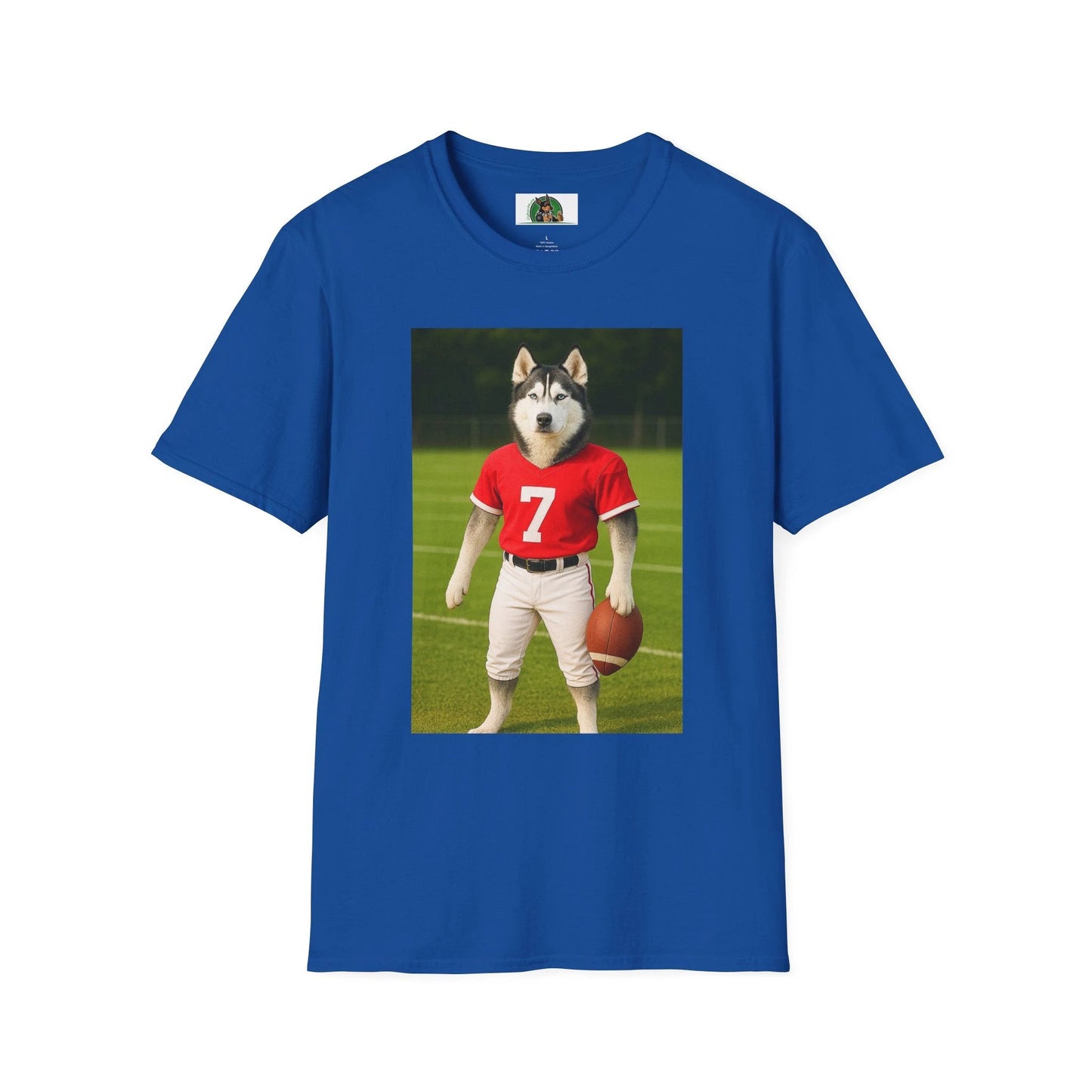 Husky Football T-Shirt — Sports Dog Tee T-Shirt Printify Royal S