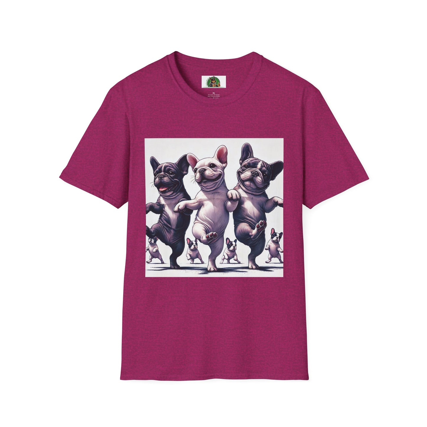 French Bulldogs Dancing Unisex T-Shirt T-Shirt Printify S Antique Heliconia