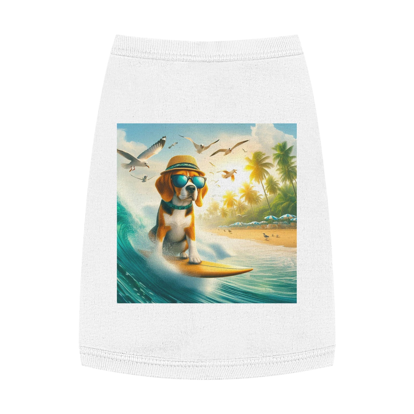 Pet Tank Top Beagle Surfer Dog Pets Printify   