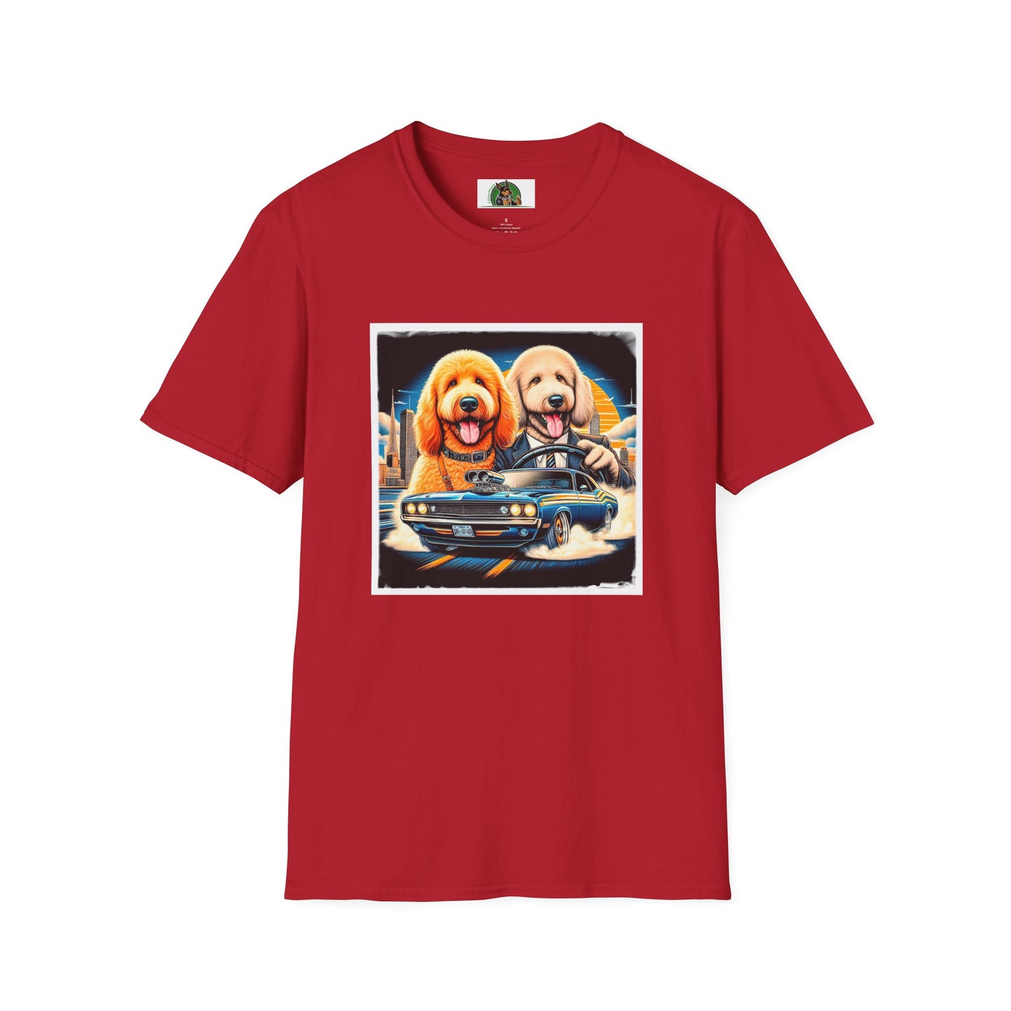 Golden Doodle cool car t shirt T-Shirt Printify S Cherry Red