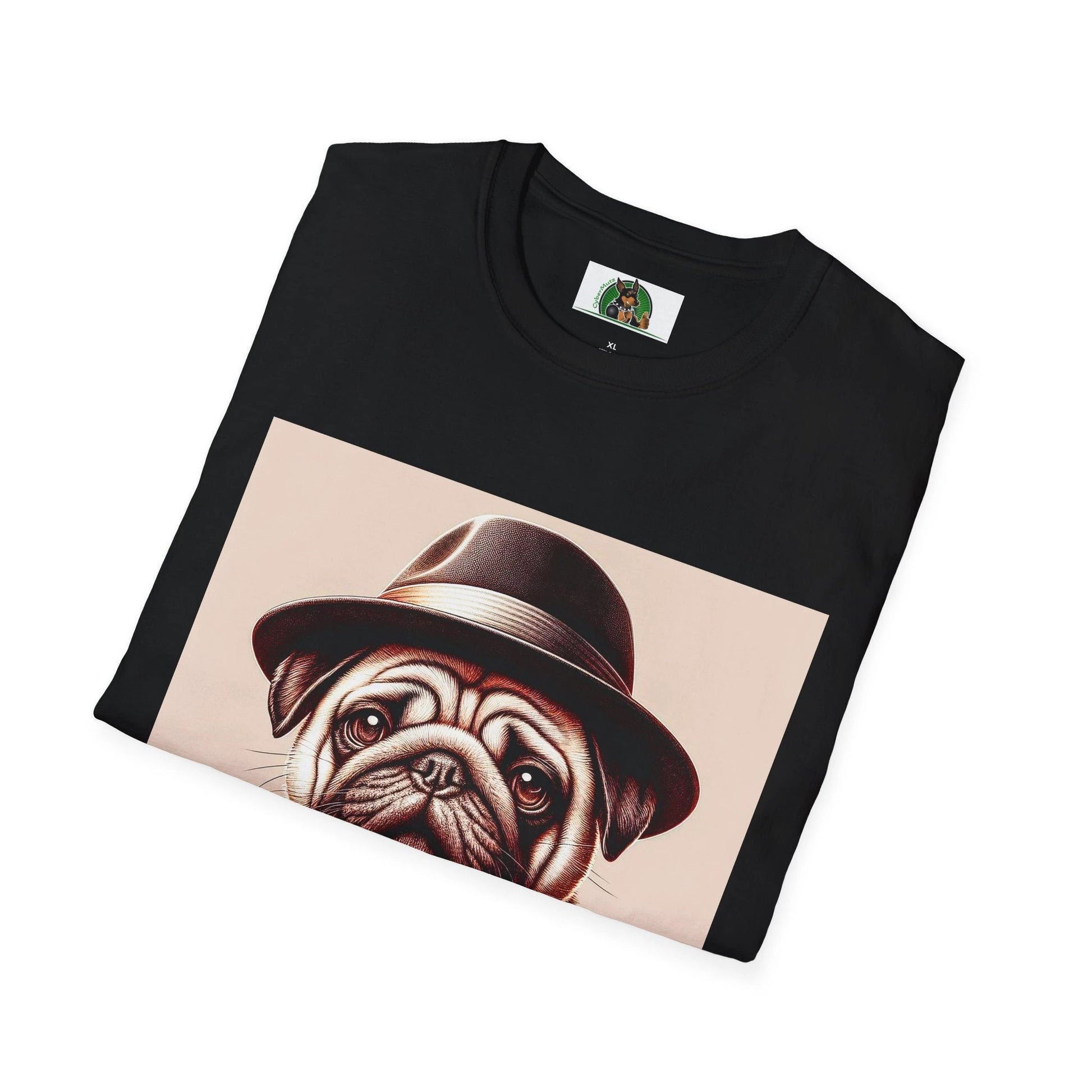 Pug Fedora T-Shirt T-Shirt Printify