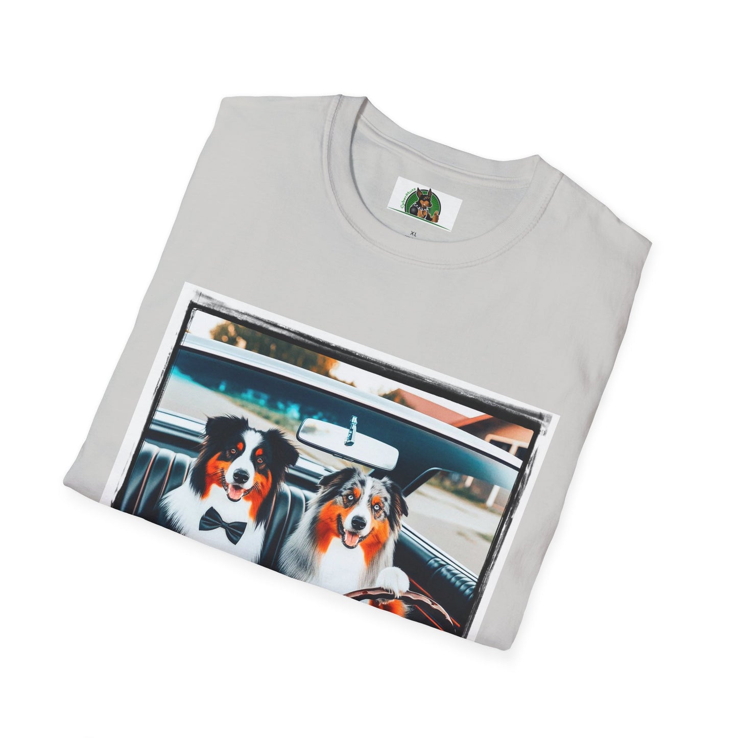 Australian Shepherd Couple Sunday Driving T-Shirt Printify   