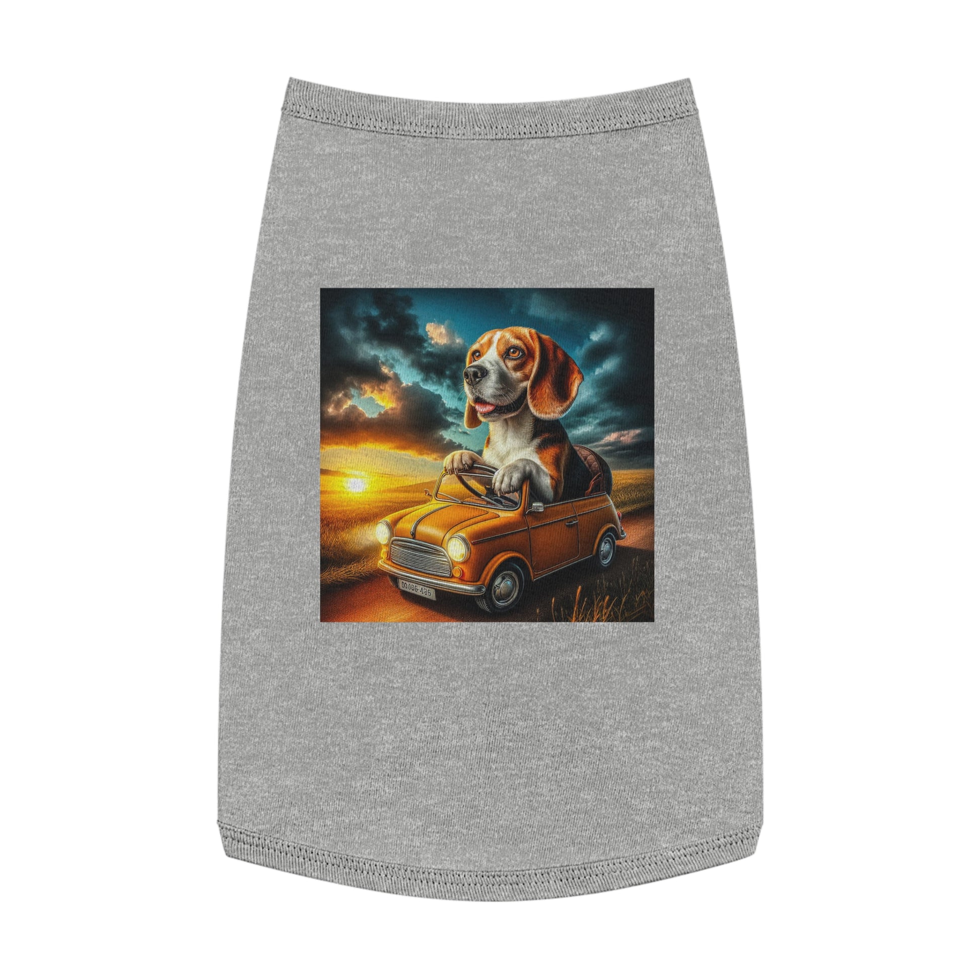 Pet Tank Top Wacky Beagle In Tiny Car Pets Printify   