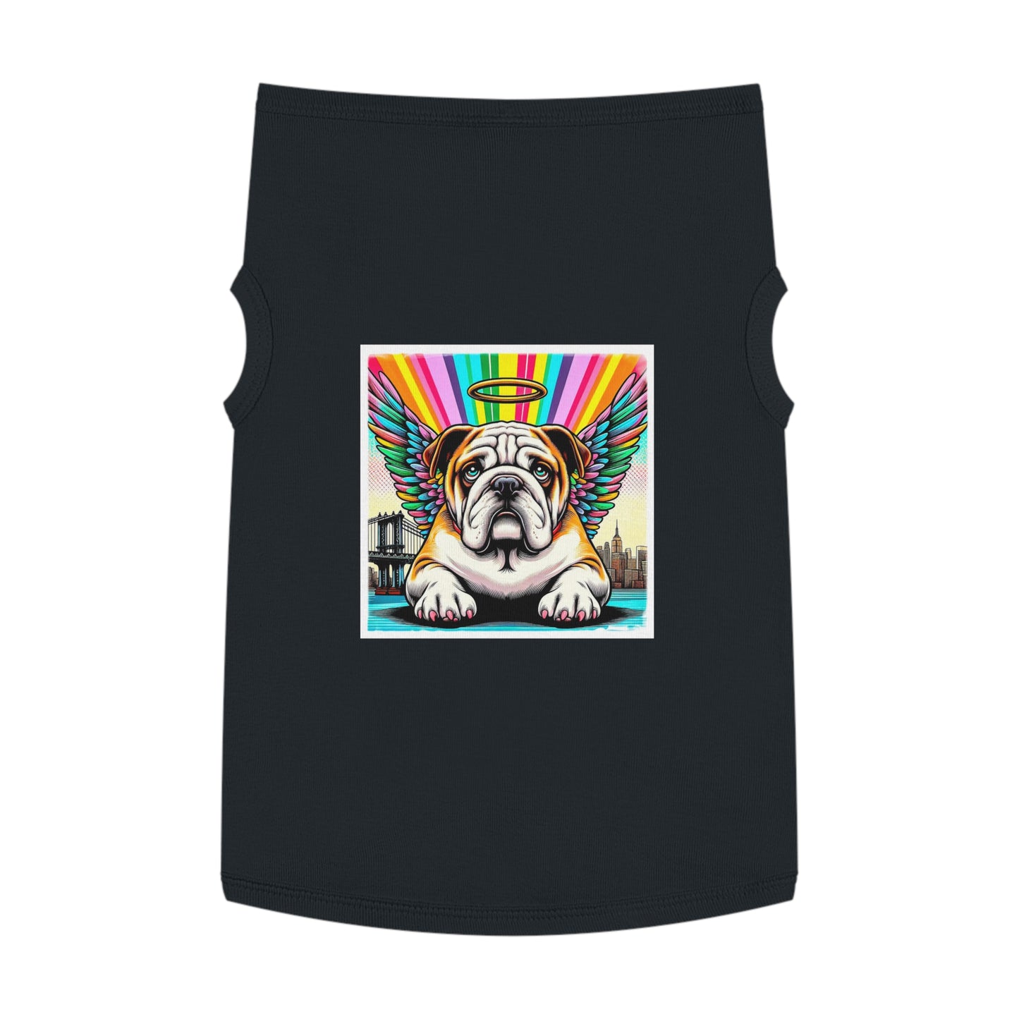 Pet Tank Top Bulldog heavenly angel t shirt Pets Printify