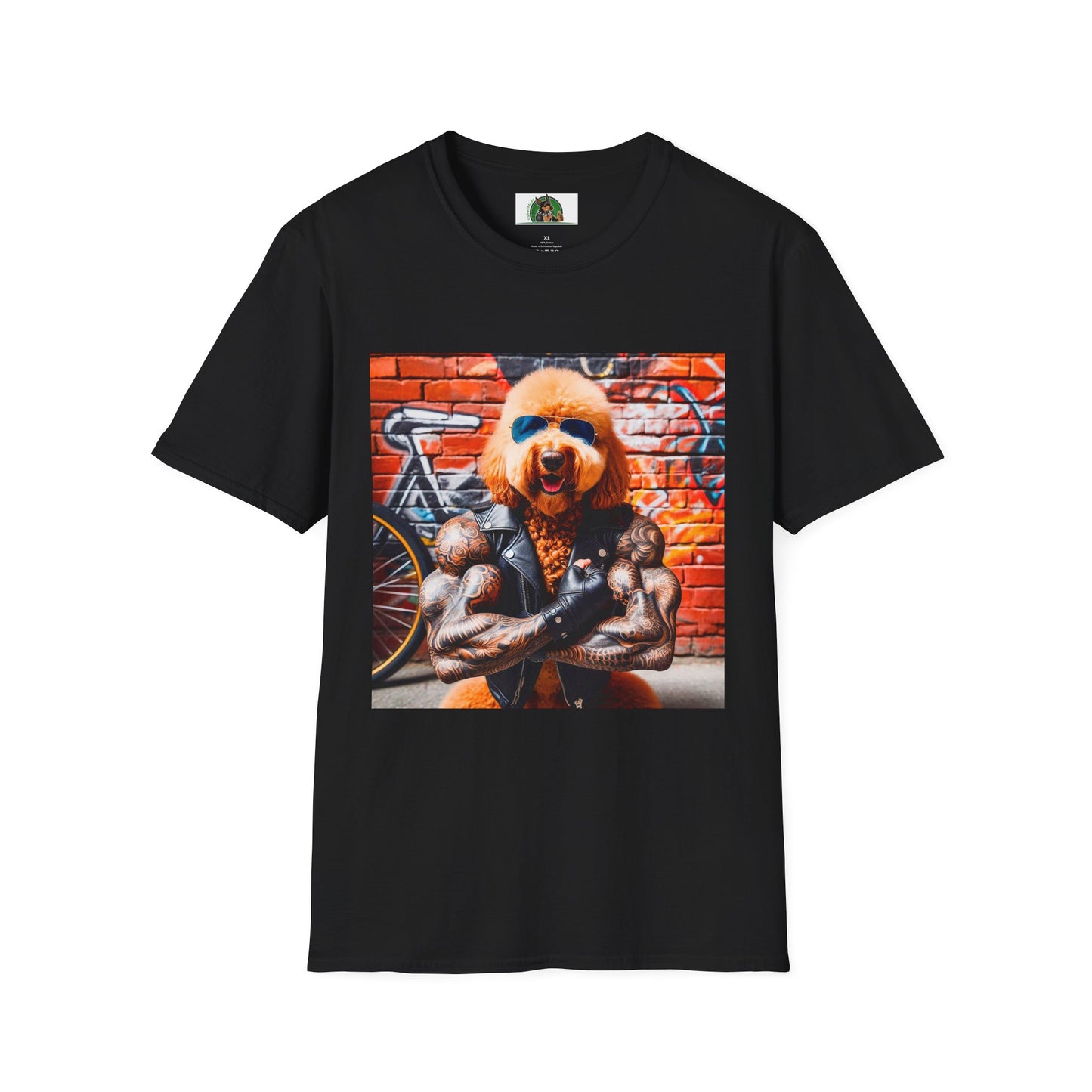 Golden Doodle tough guy muscles t shirt T-Shirt Printify XS Black