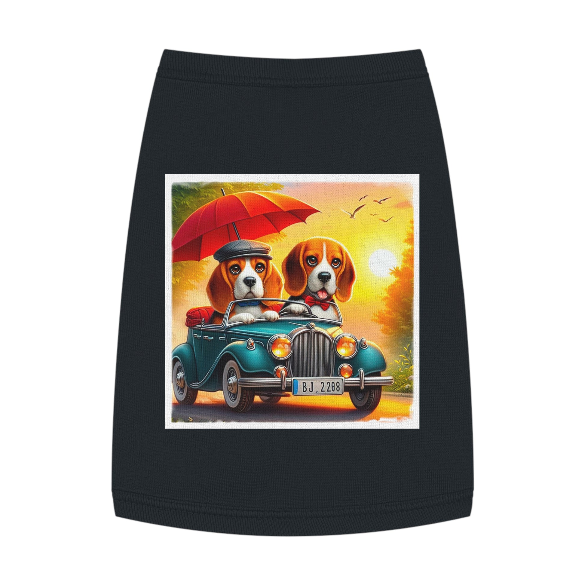 Pet Tank Top Wacky Beagle Dogs In Tiny Car Pets Printify M Black 