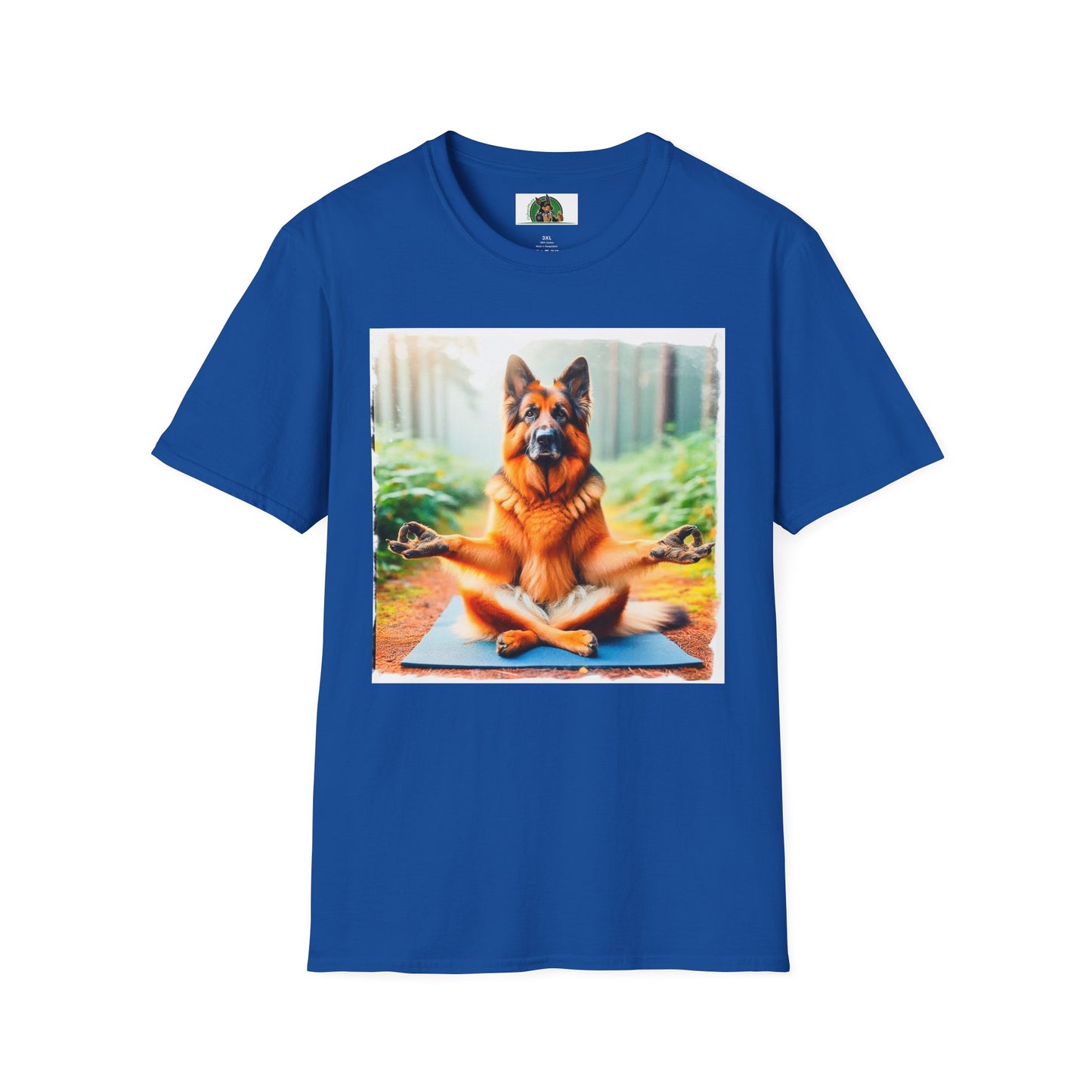 German Shepherd yoga and meditation shift T-Shirt Printify Royal S