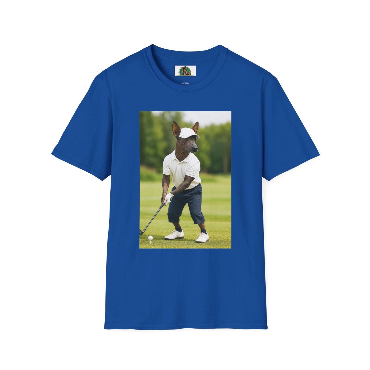 Mexican Hairless Dog Golf Tee — Dog Lover Sports T-Shirt T-Shirt Printify Royal S