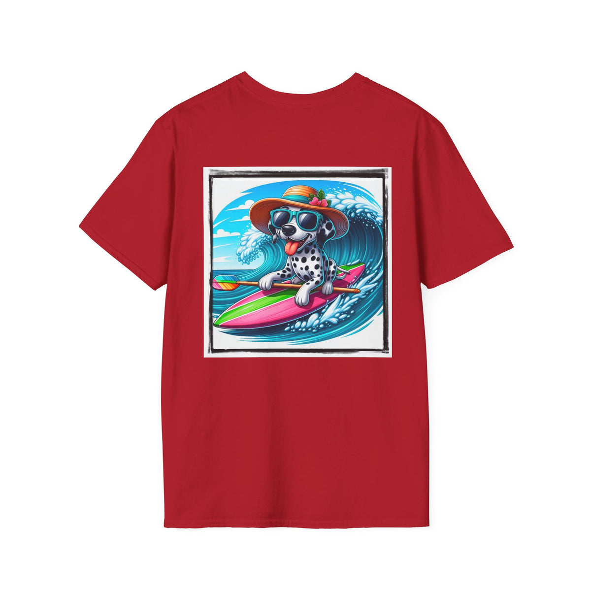 Dalmatian surf day t shirt Back Design