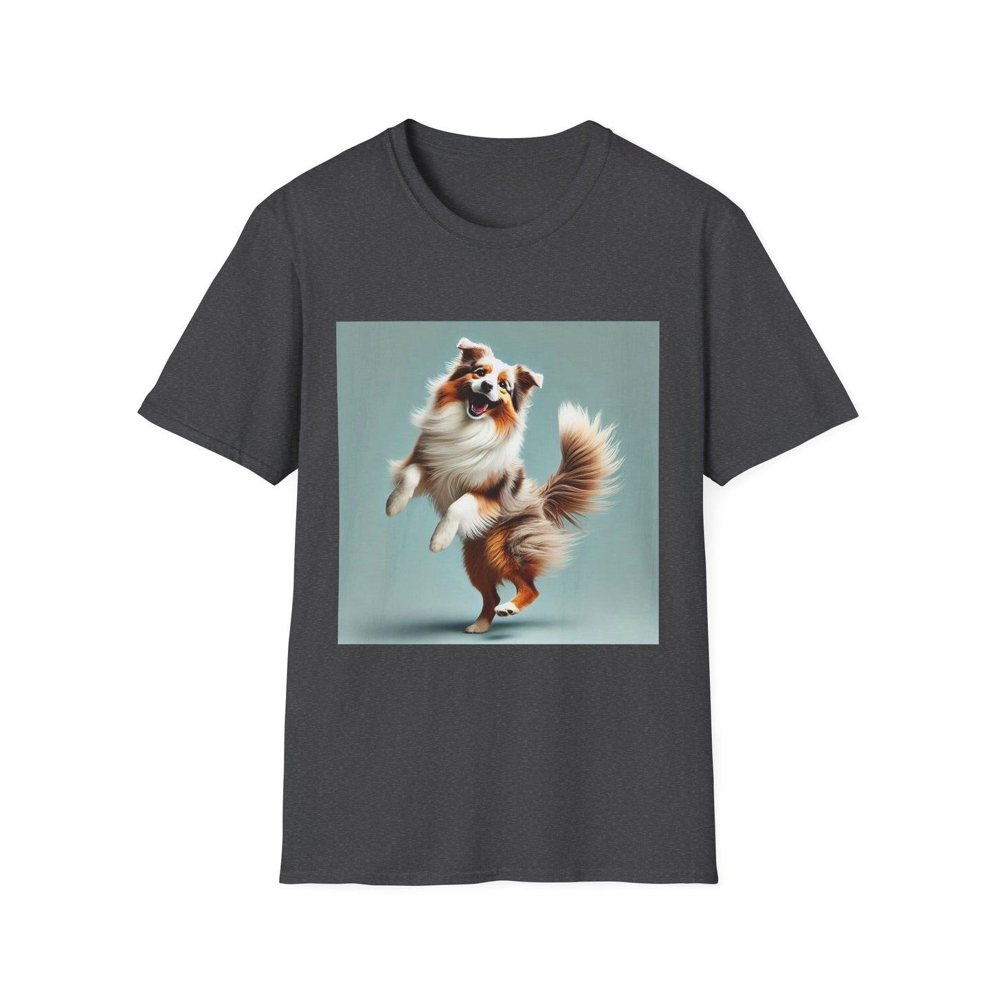 Dog Lover T-Shirt - Dancing Dog Australian Shepherd T-Shirt Printify XS Dark Heather