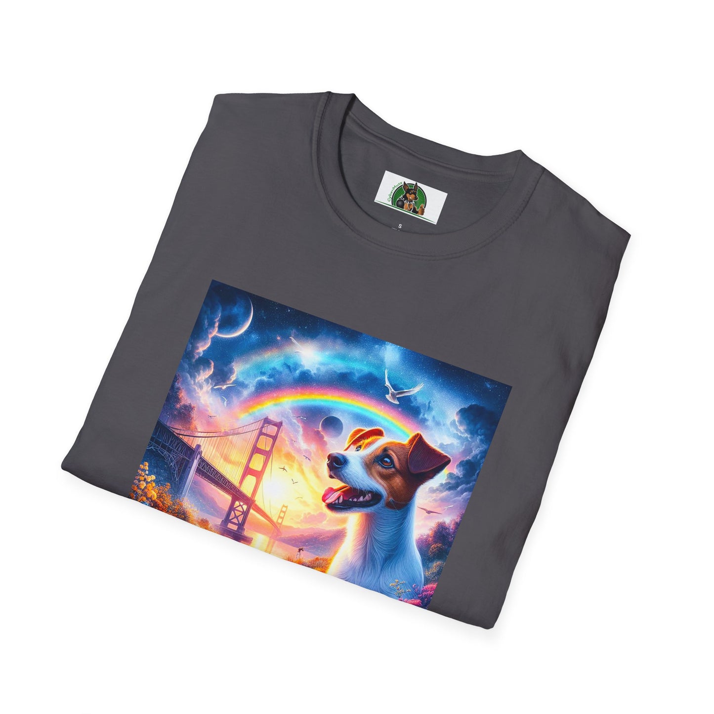 Jack Russell Moon And Dove Rainbow Bridge T-Shirt Printify
