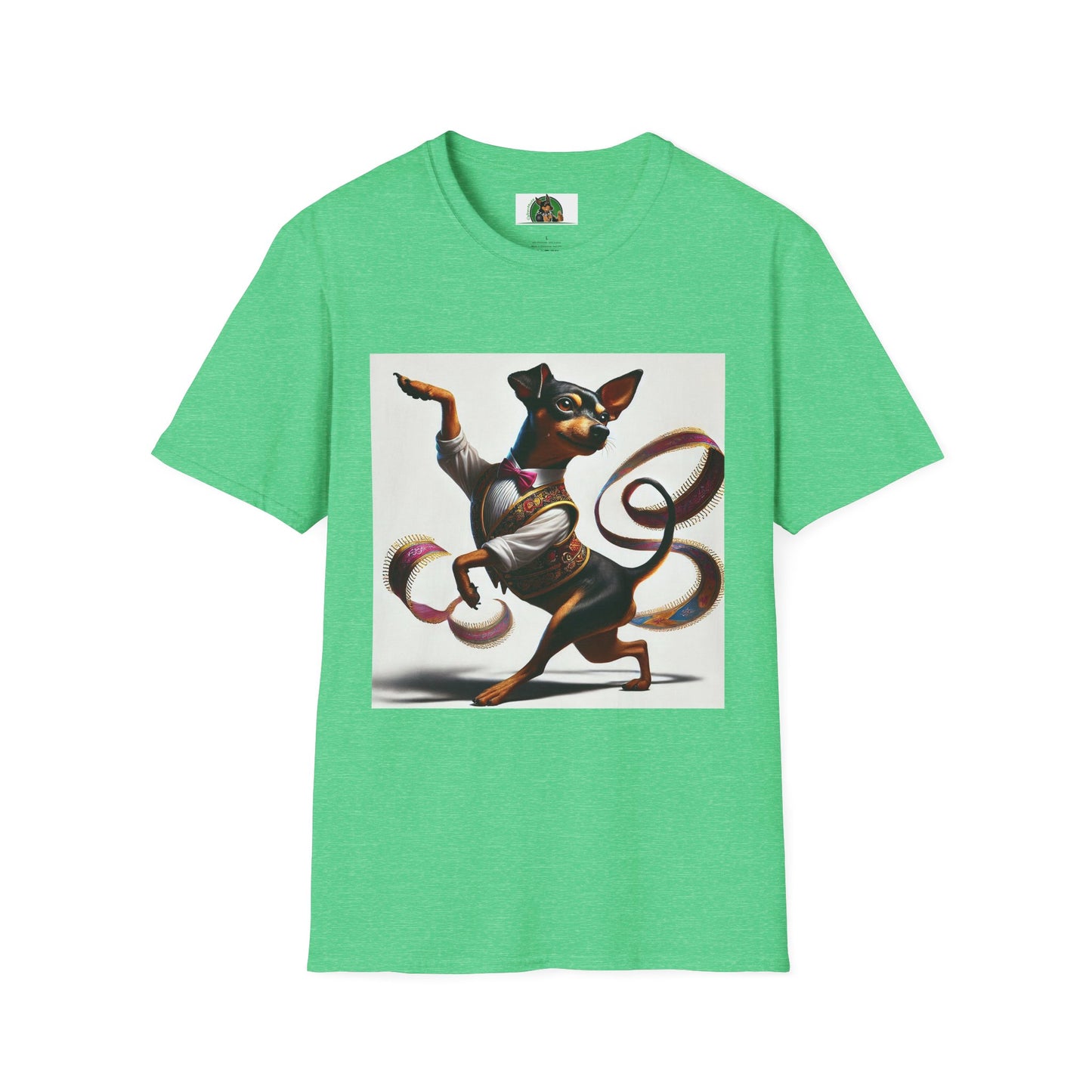 Dancing Min Pin T-Shirt T-Shirt Printify S Heather Irish Green