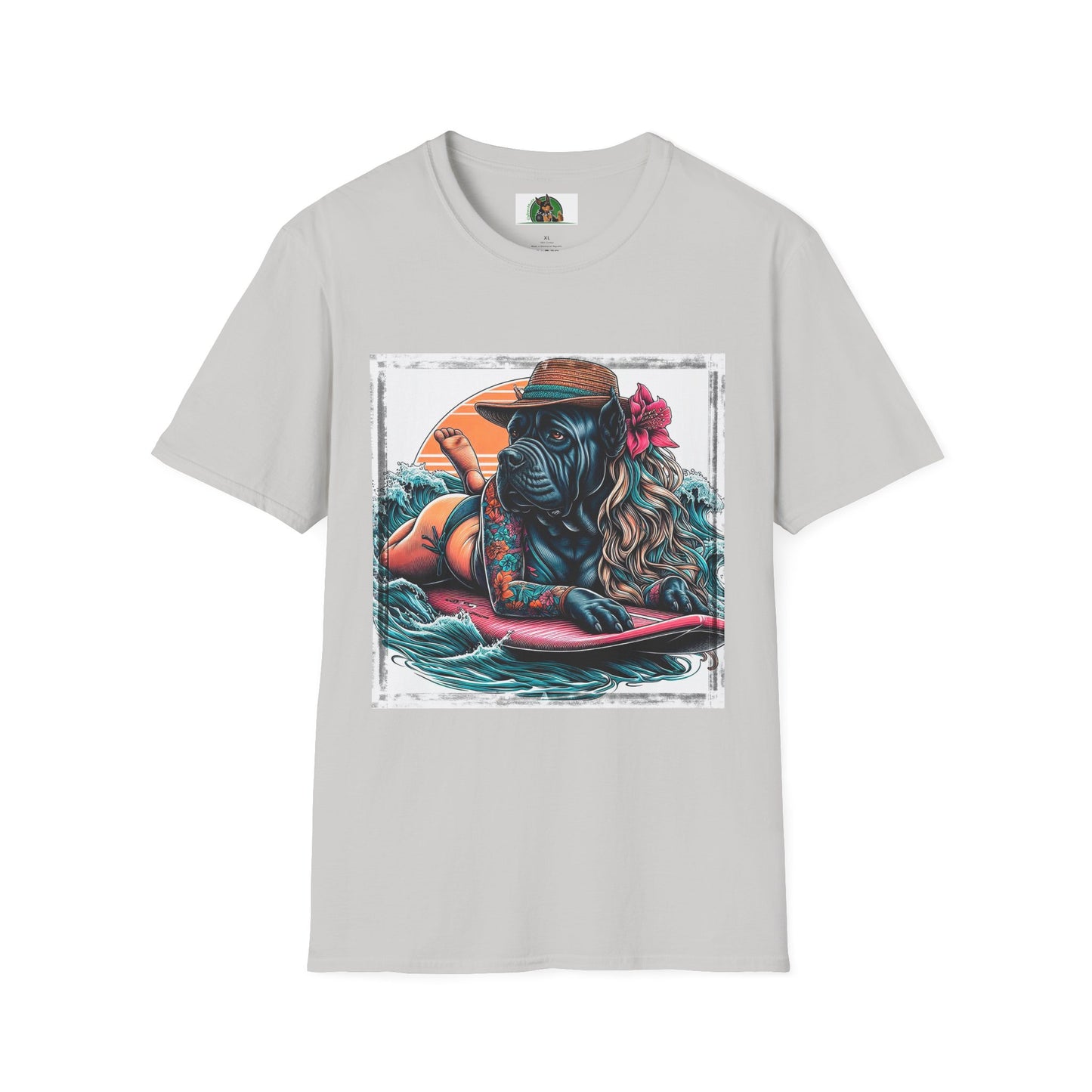 Cane Corso Female Surfer TShirt T-Shirt Printify S Ice Grey