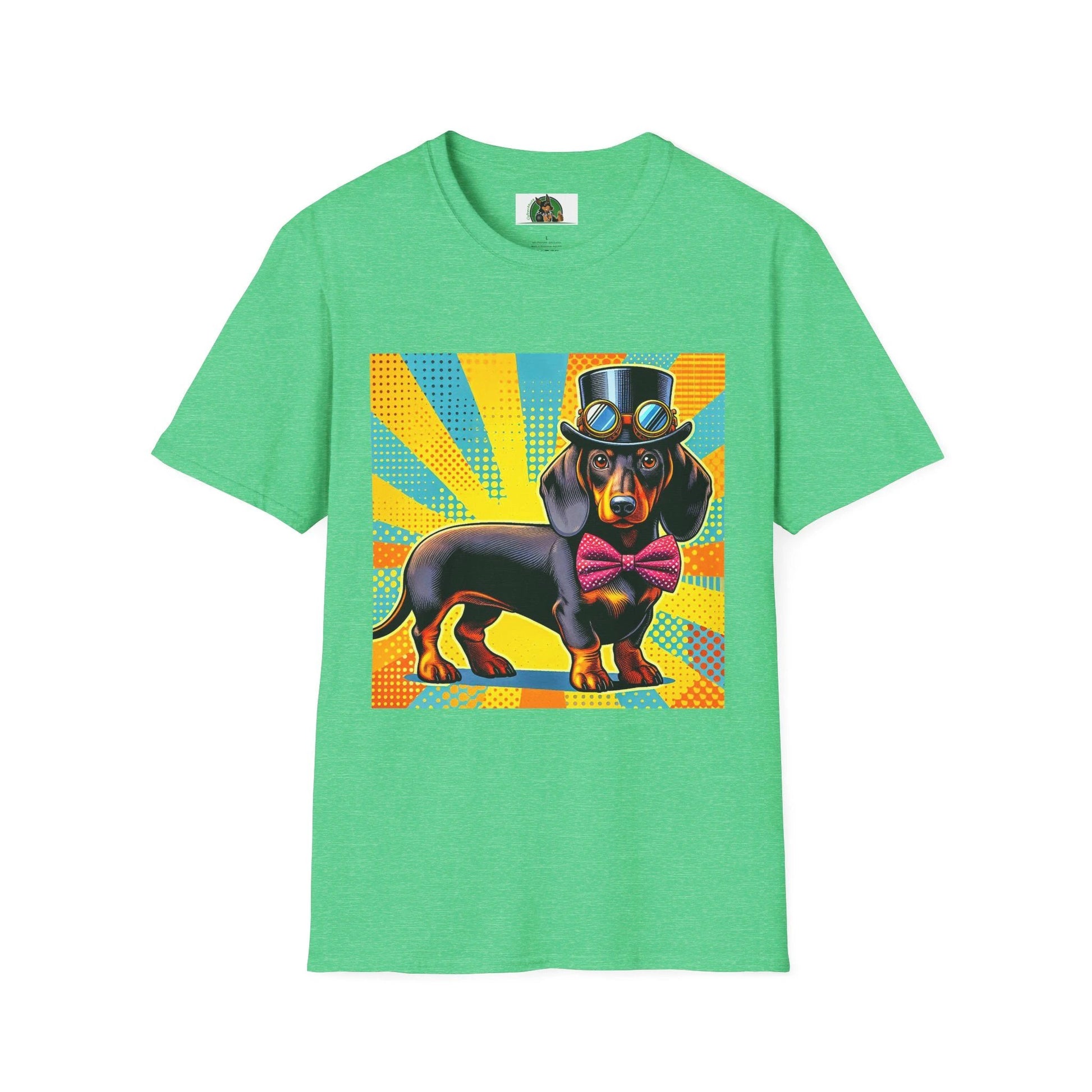 Dachshund Pretty Bow Tie T Shirt Unisex Soft Style Tee 100 Percent Cotton For Solid Colors T-Shirt Printify Heather Irish Green S