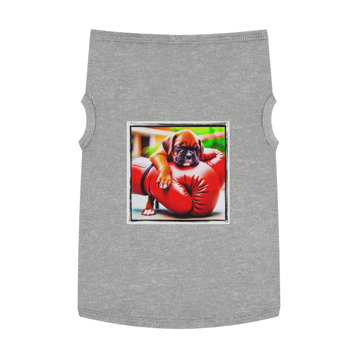 Pet Tank Top Boxer Puppy On Boxing Gloves Pets Printify XL Heather 