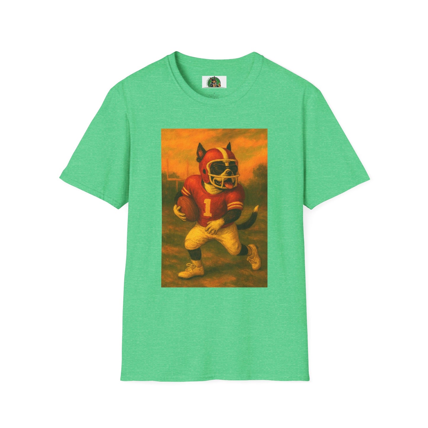 Sports Boston Terrier Football Unisex T-Shirt T-Shirt Printify Heather Irish Green S