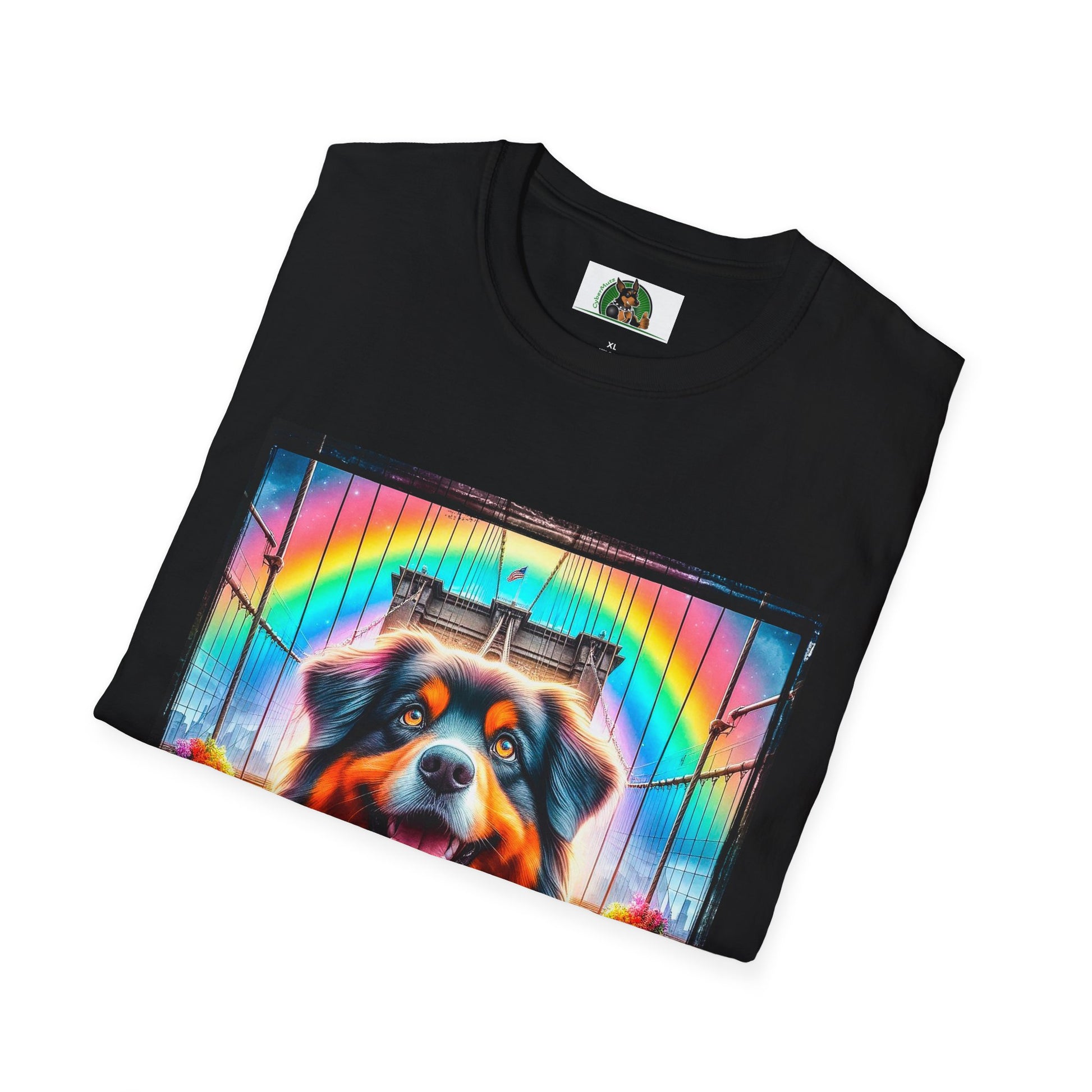 Australian Shepherd Bright Rainbow Bridge T-Shirt Printify