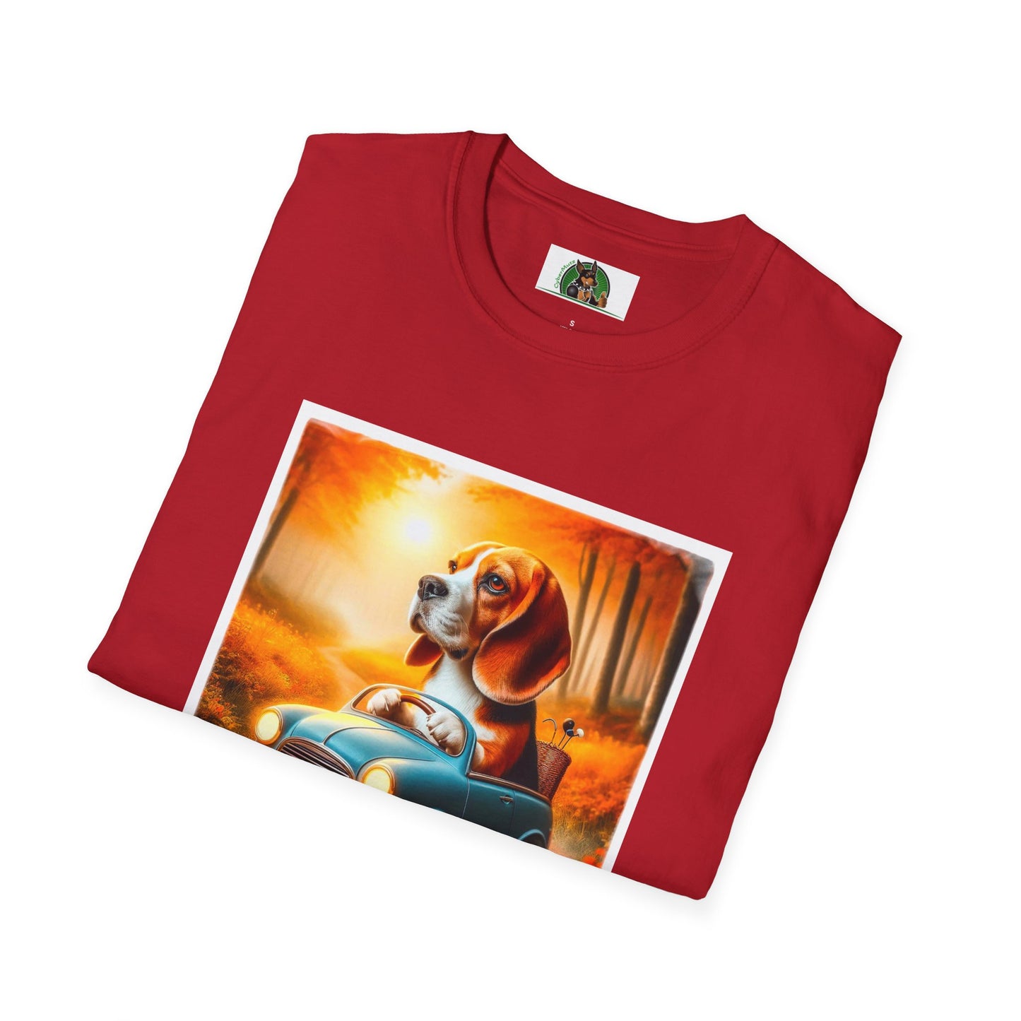 Wacky Beagle Dog Driving Tiny Car T-Shirt Printify   