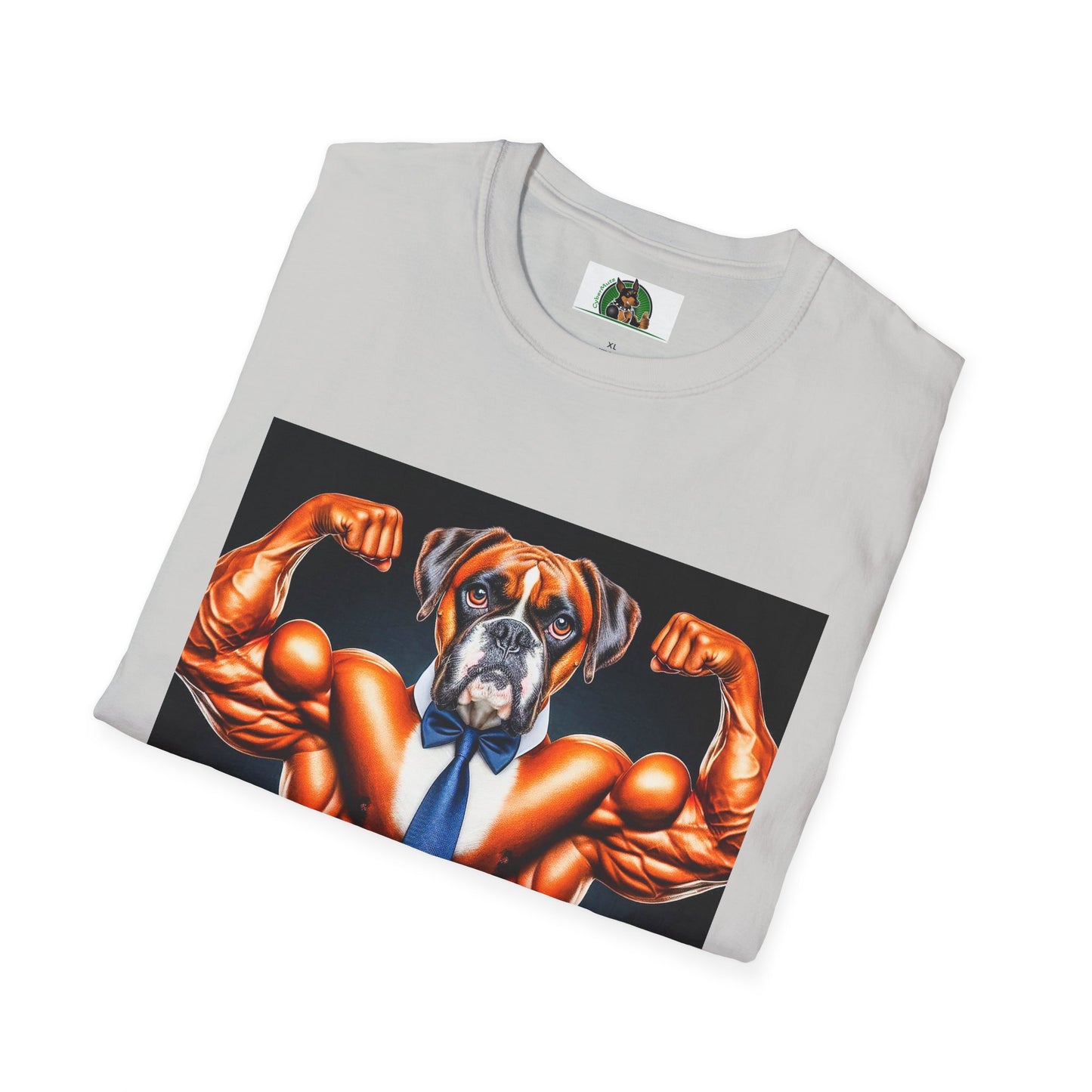 Boxer Muscle Dog Wearing Tie TShirt T-Shirt Printify   