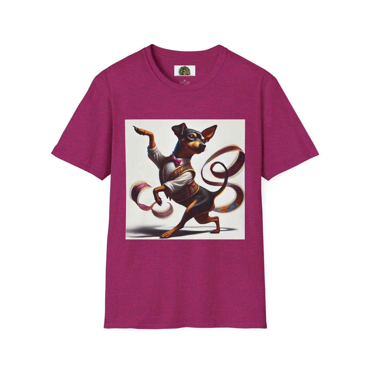 Dancing Min Pin T-Shirt T-Shirt Printify S Antique Heliconia