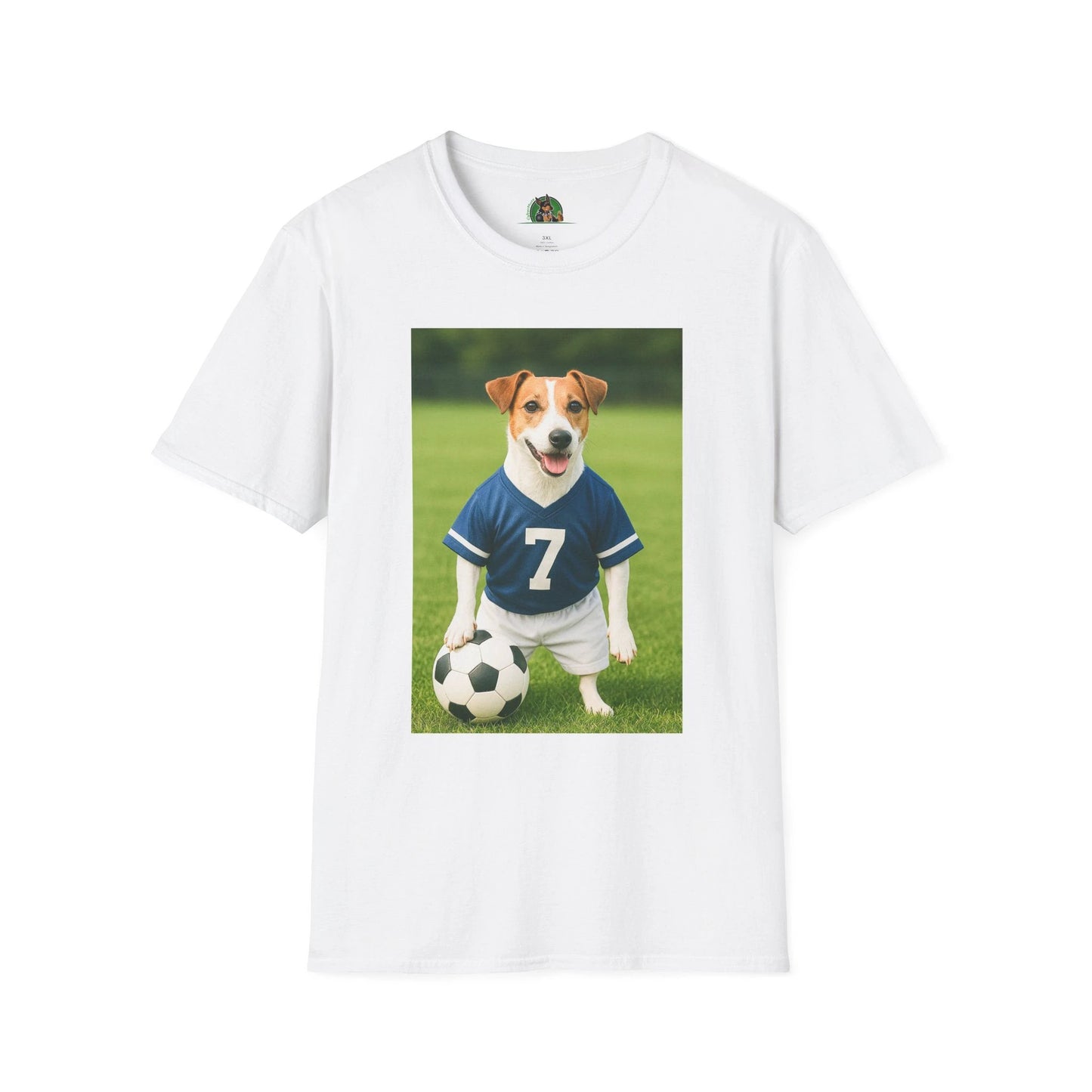 Jack Russell Soccer T-Shirt — Sports Dog Tee for Fans & Pet Lovers T-Shirt Printify White S