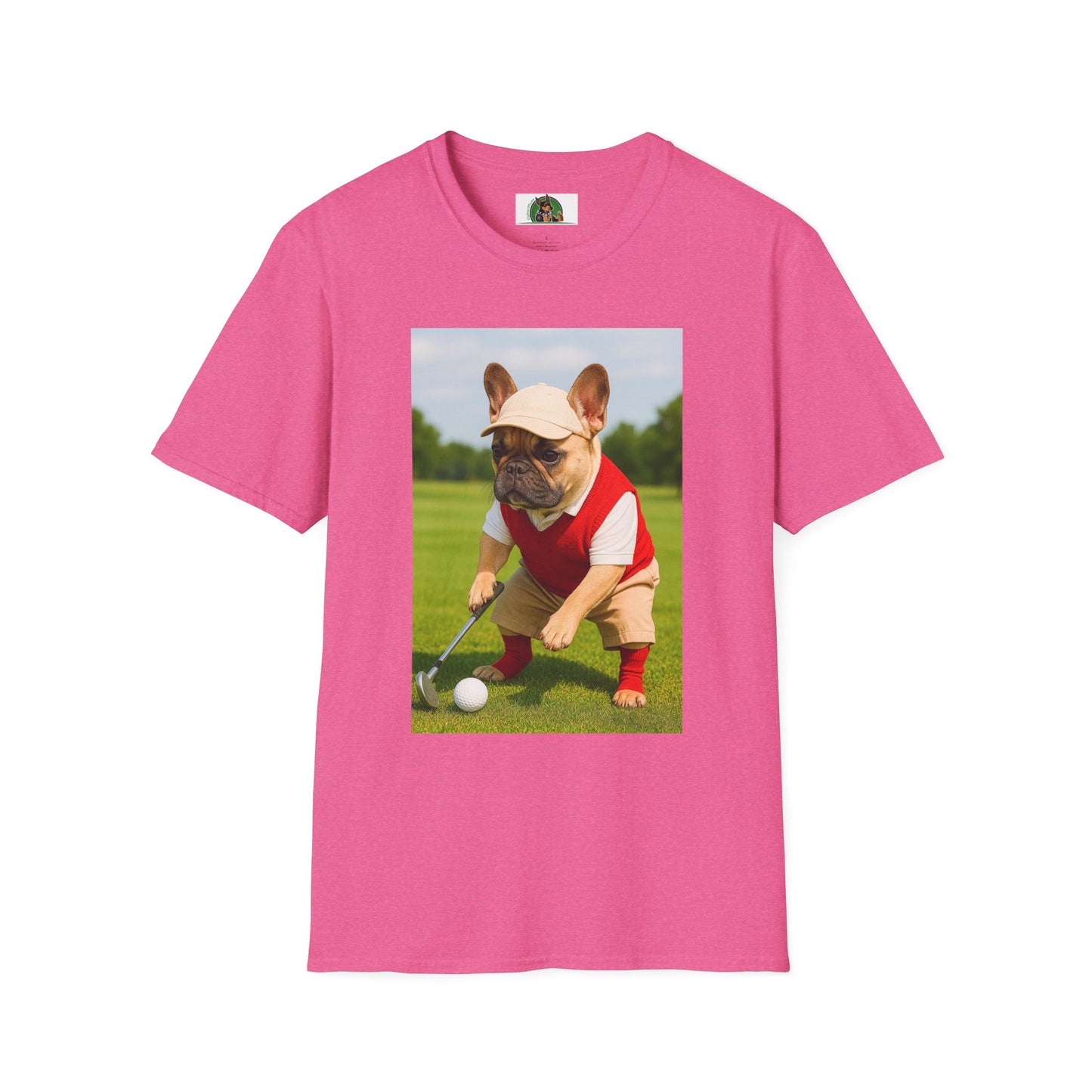 Sports Golf French Bulldog T-Shirt T-Shirt Printify Heather Heliconia S