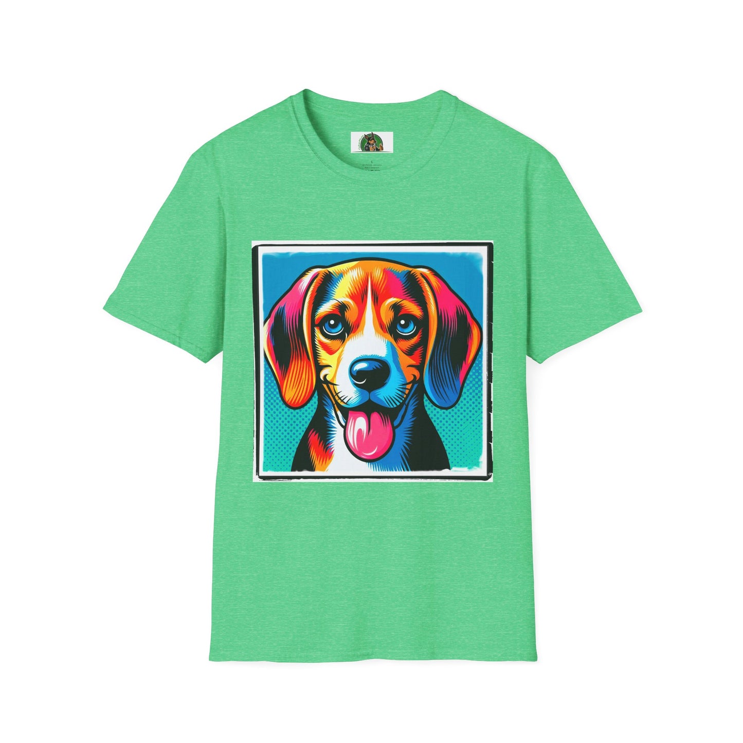 Beagle Pop Art Pic T-Shirt Printify Heather Irish Green S