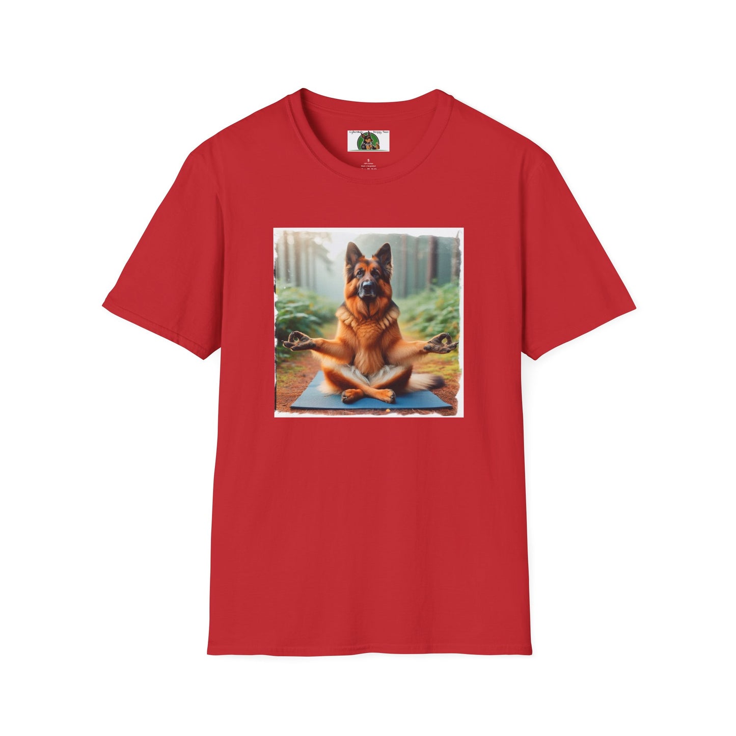 Zen German Shepherd Unisex Softstyle T-Shirt T-Shirt Printify S Red