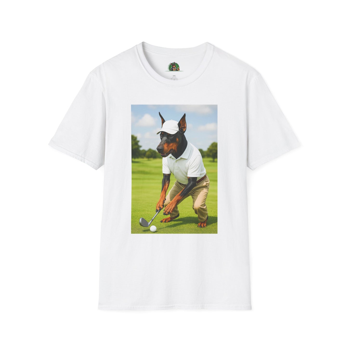 Golf Doberman Sports T-Shirt T-Shirt Printify White XS