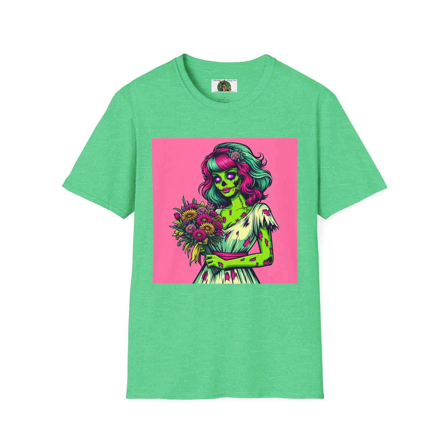 Wacky Zombie Pin Up Girl T-Shirt Printify Heather Irish Green S 