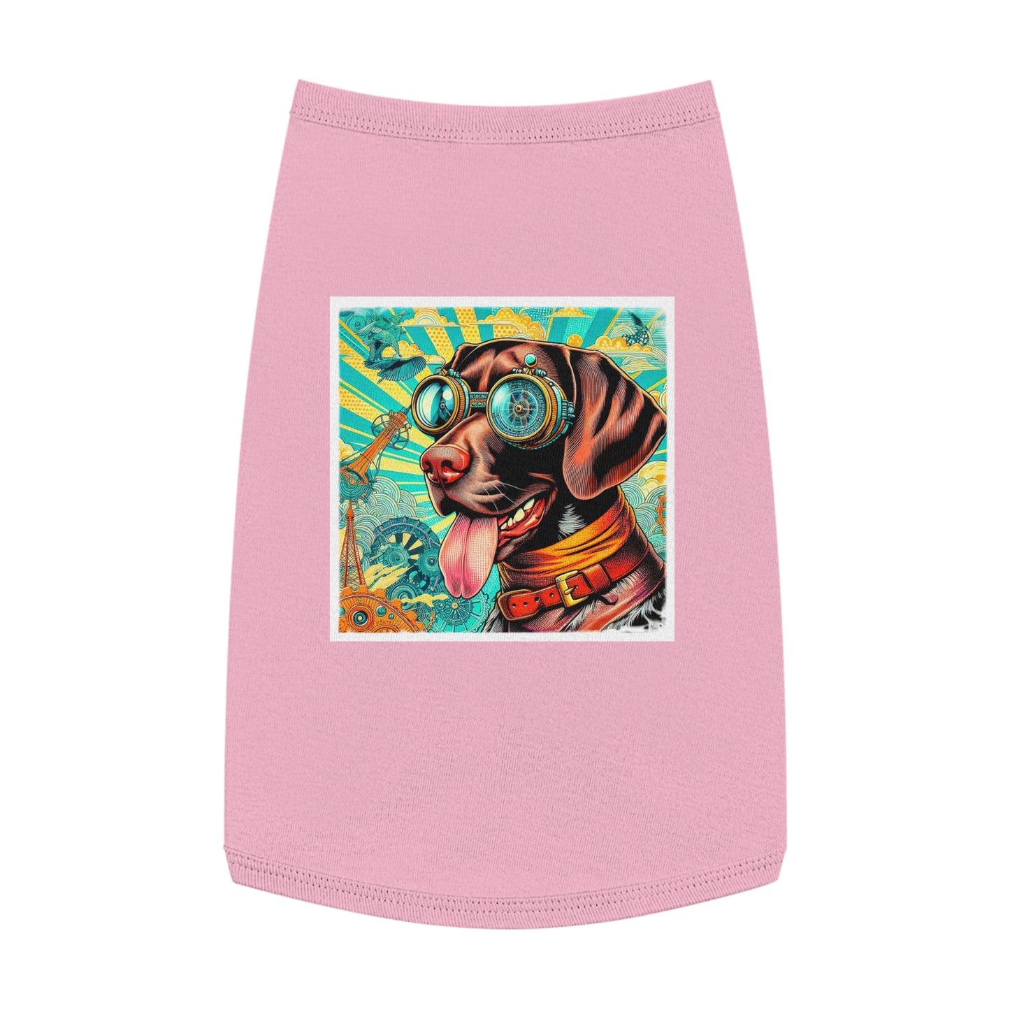 German Shorthaired Pointer blue and yellow striped steampunk Pets Printify L Pink