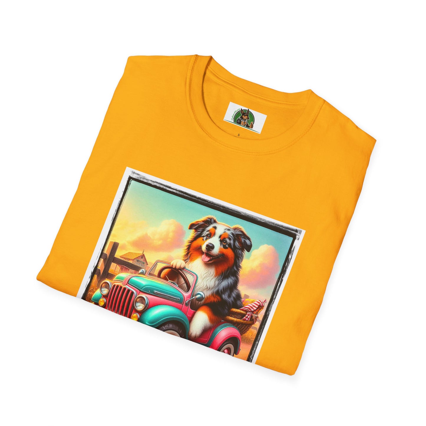 Wacky Australian Shepherd Dog In Mini Truck