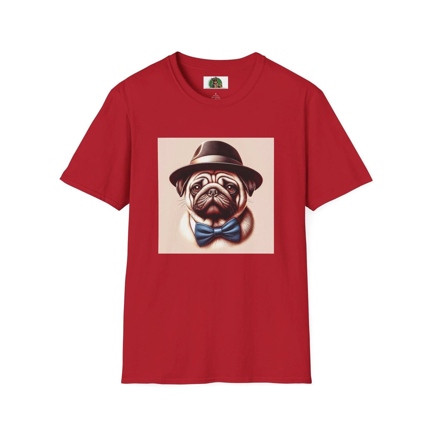 Pug Fedora T-Shirt T-Shirt Printify S Cherry Red