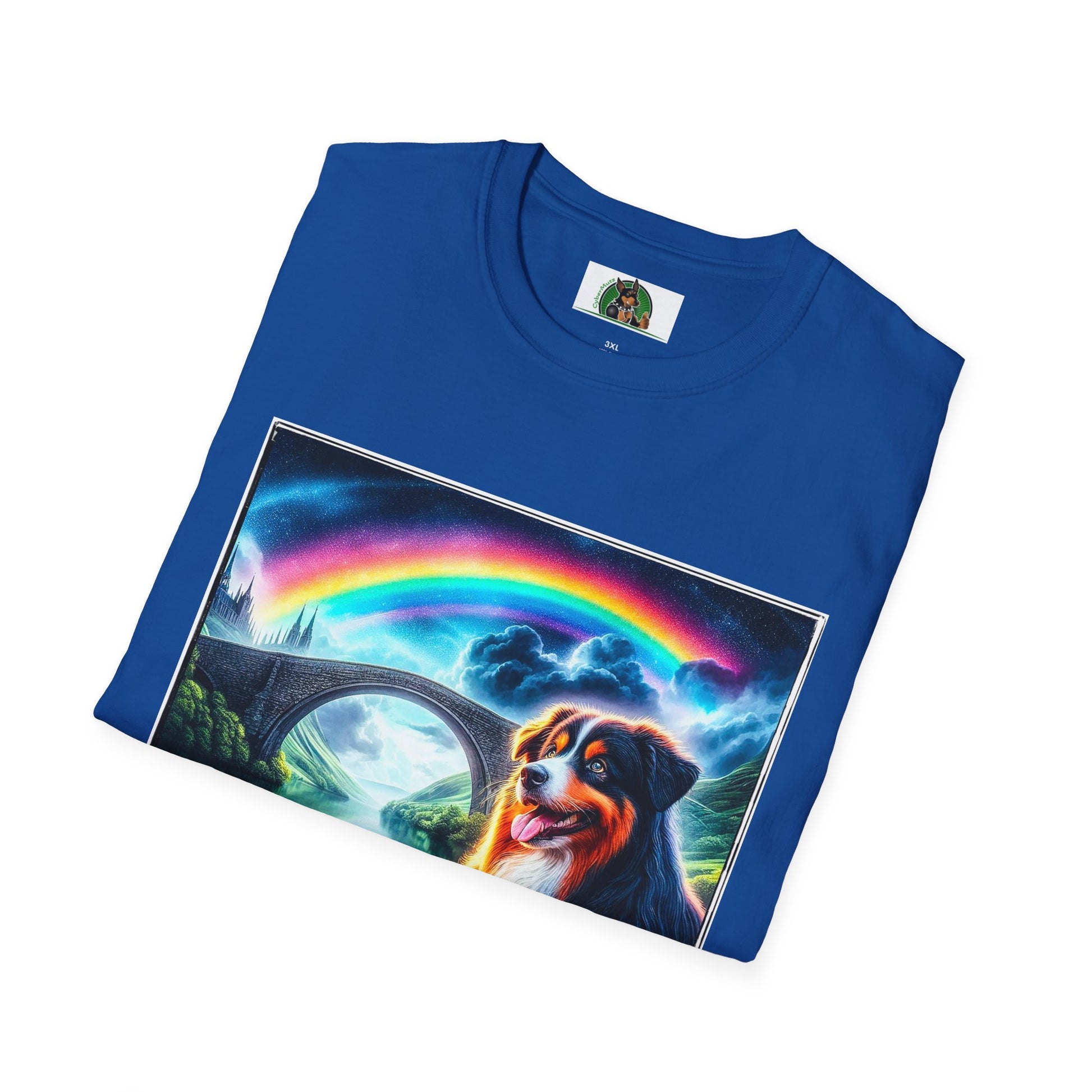 Australian Shepherd Rainbow Bridge And Lake T-Shirt Printify   