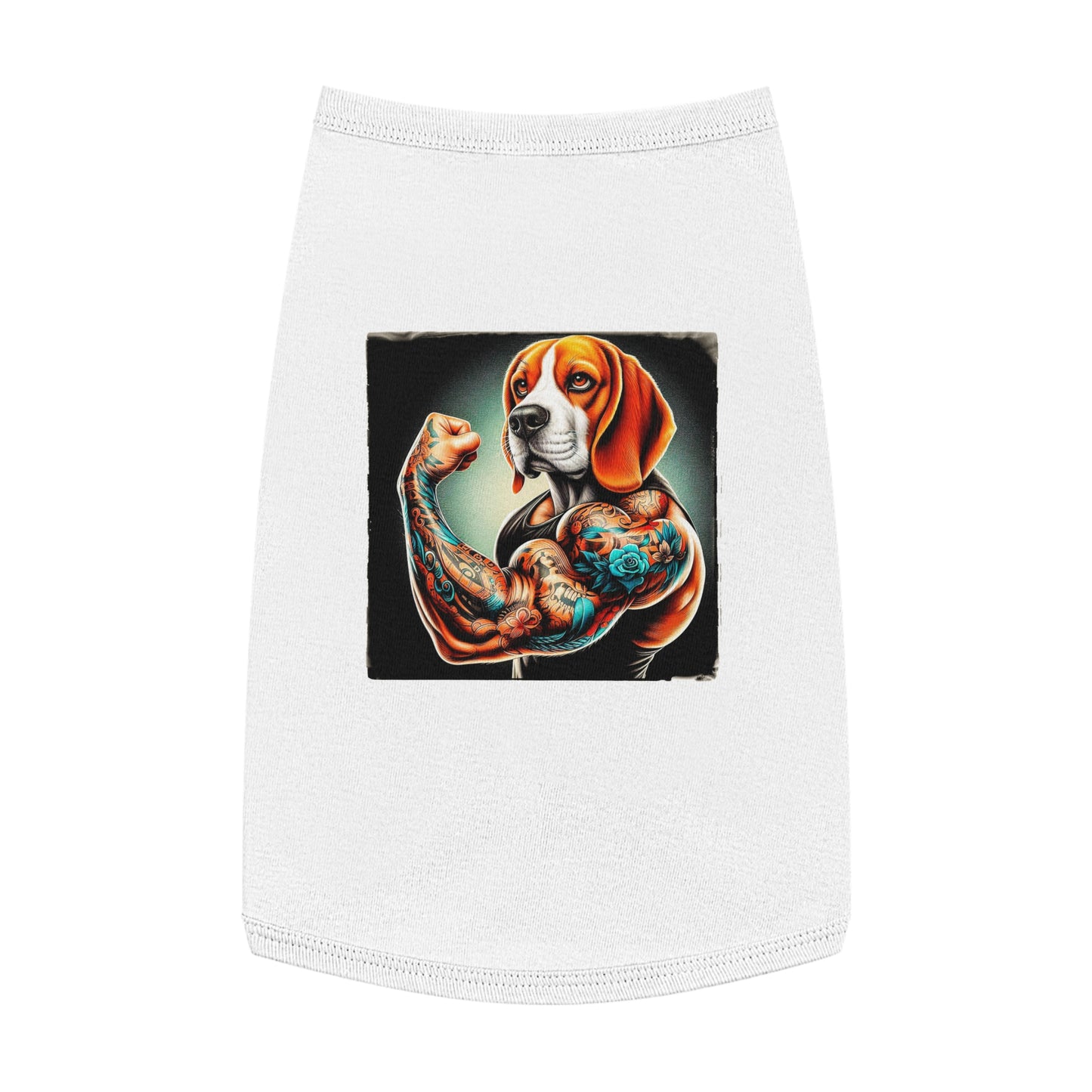 Pet Tank Top Beagle Flexing Pets Printify L White 