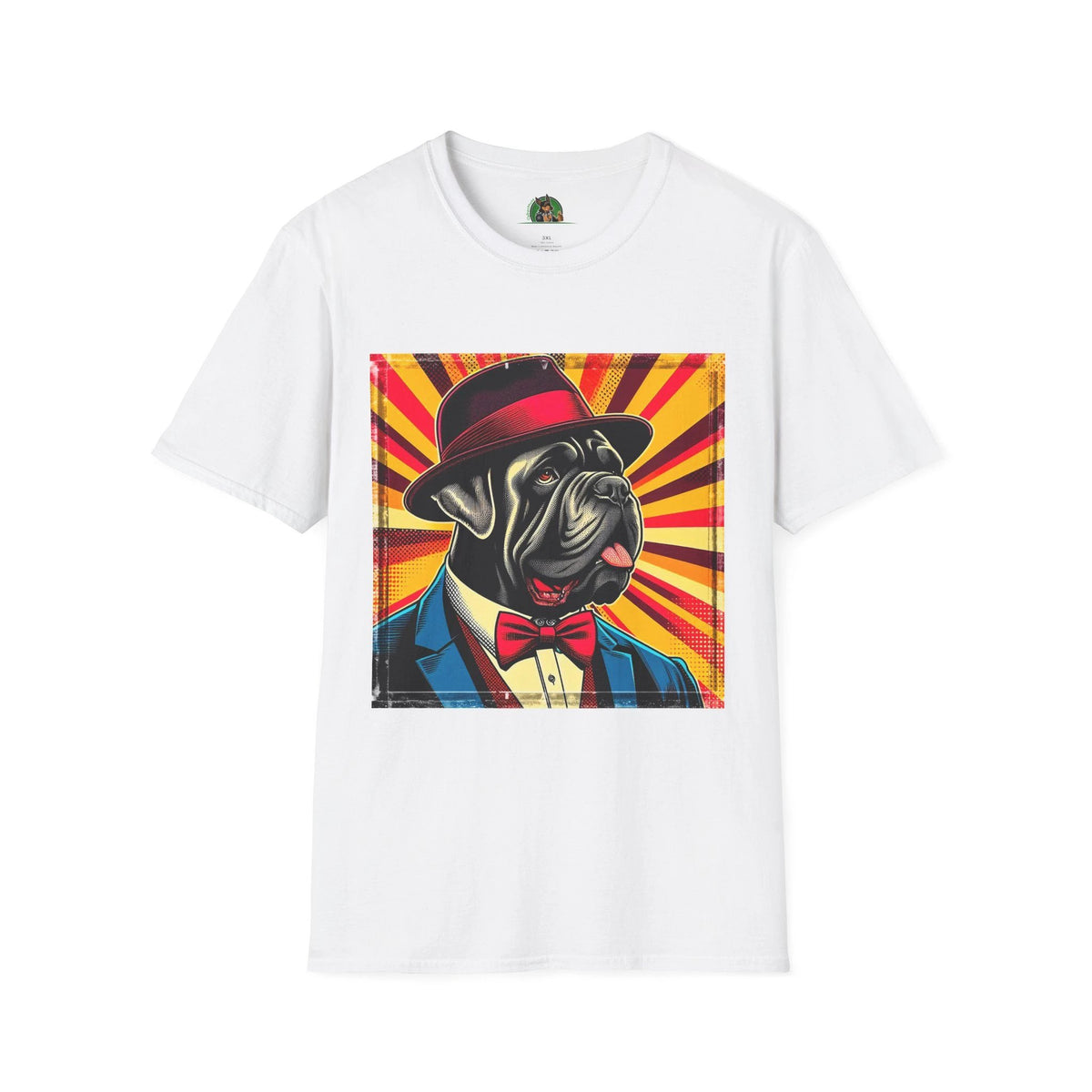 Cane Corso Dog in Suit and Hat Graphic Tee Italian Mastiff Pet Shirt for Dog Lovers Gift Idea T-Shirt Printify XS White