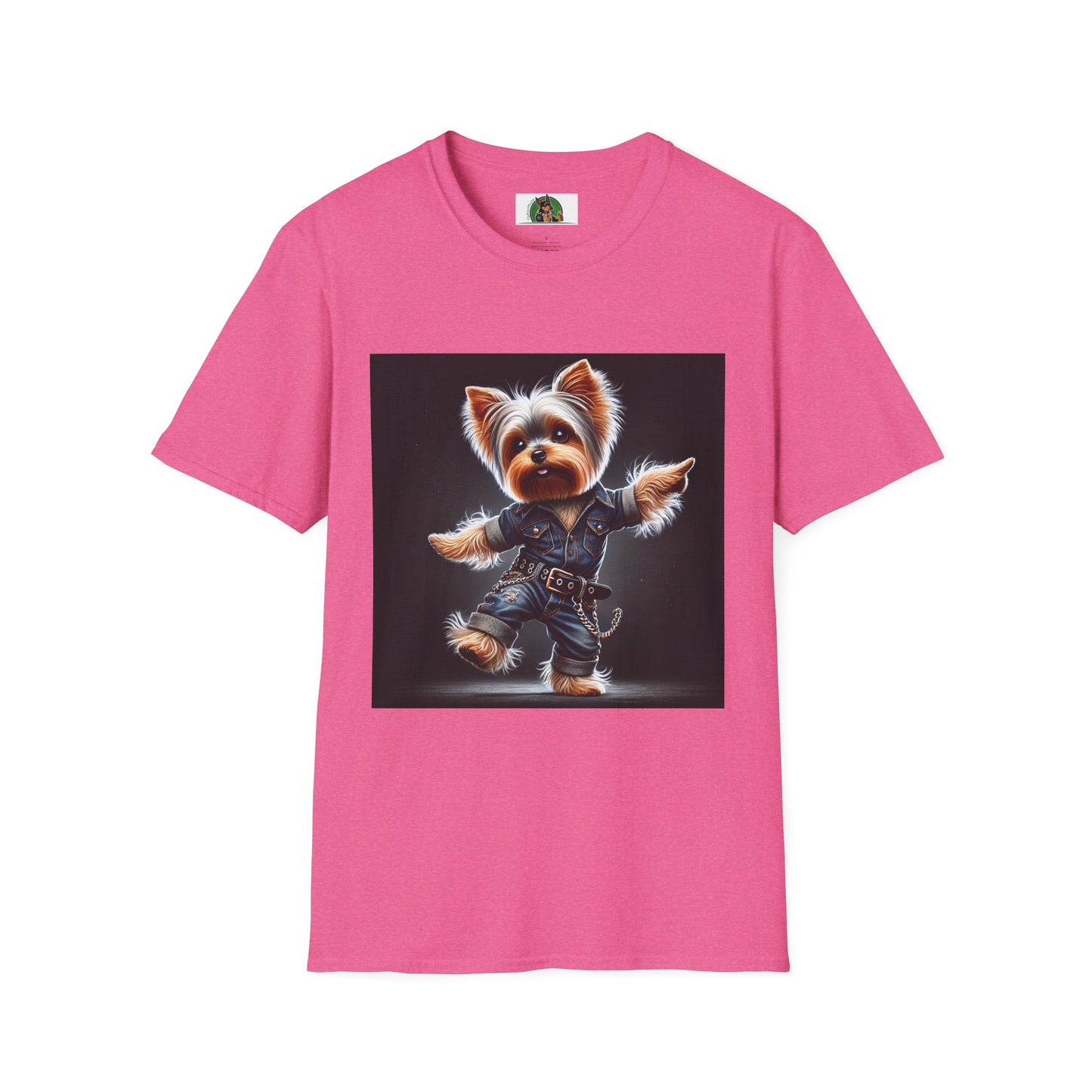 Yorkie Dancing T-Shirt T-Shirt Printify S Heather Heliconia