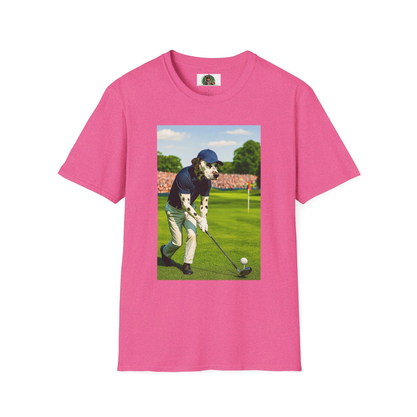 Golf Dalmatian Sports T-Shirt T-Shirt Printify Heather Heliconia S